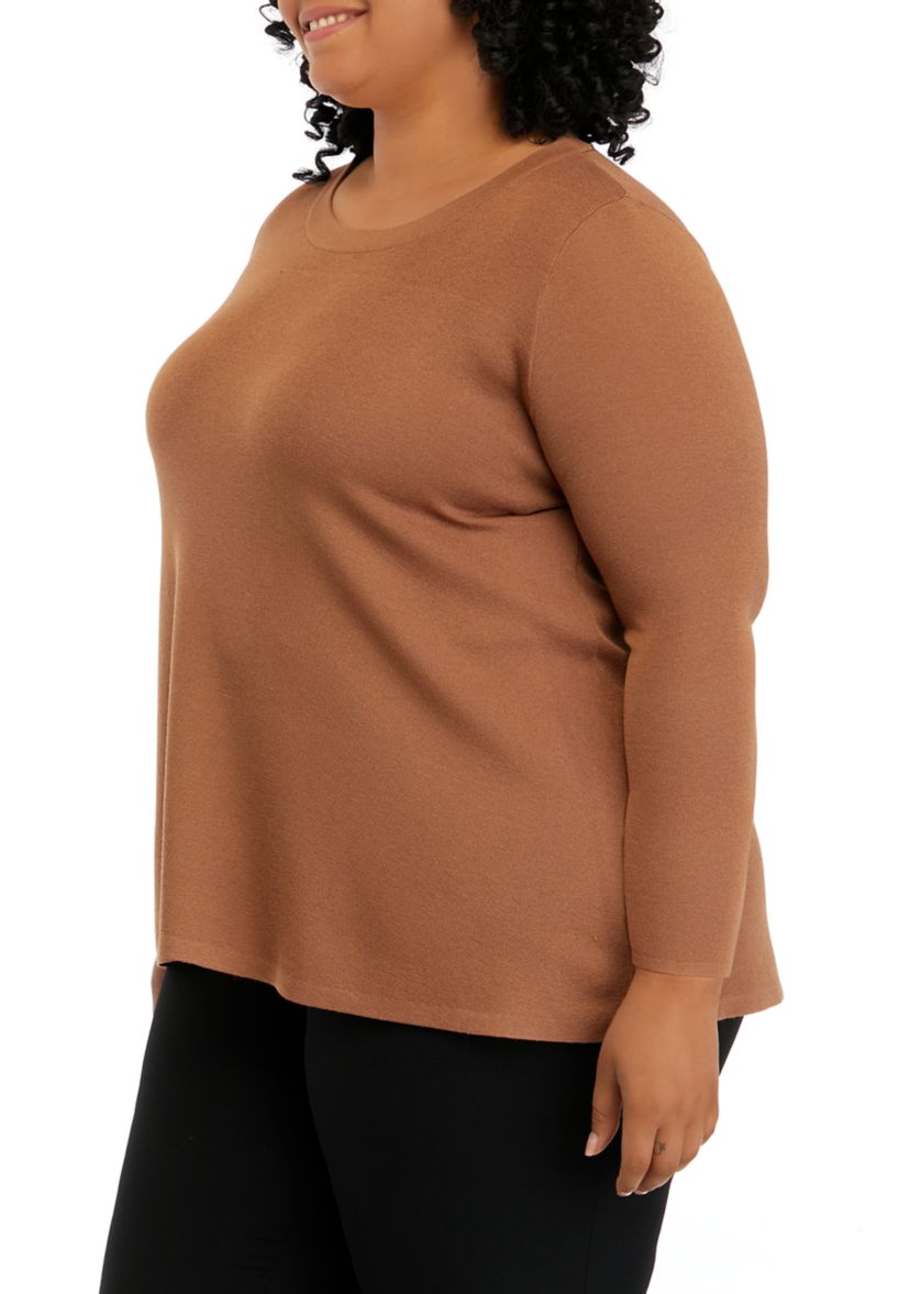 Plus Size Long Sleeve Shark Bite Sweater