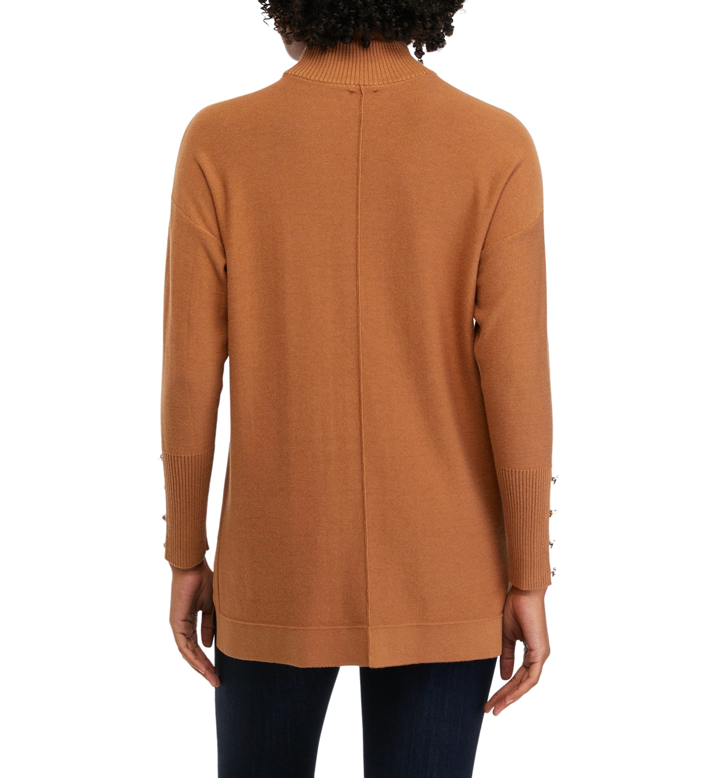 Womens Mock Neck Sweater with Button Details