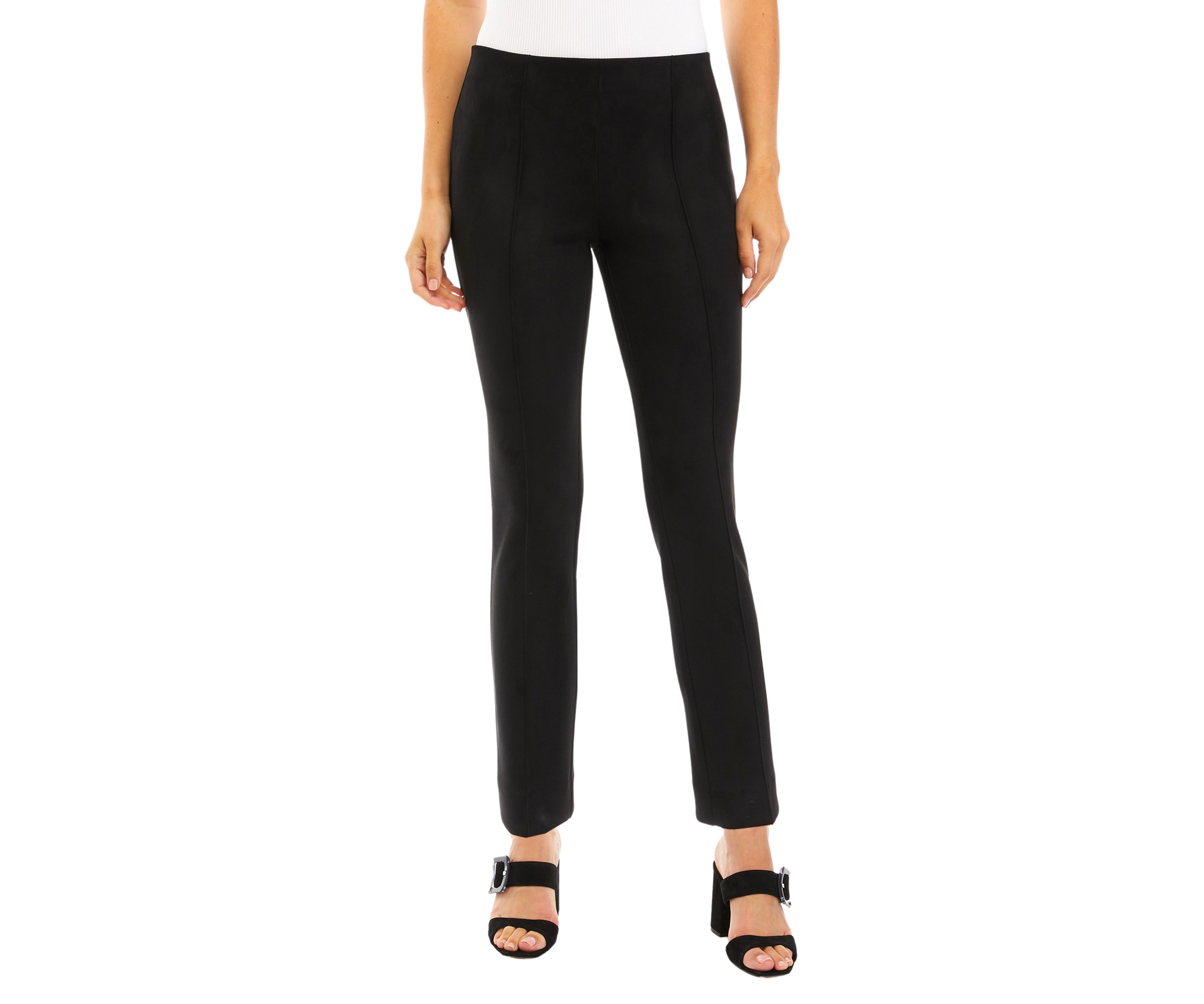 Petite Pull On Hollywood Waist Straight Ankle Pants