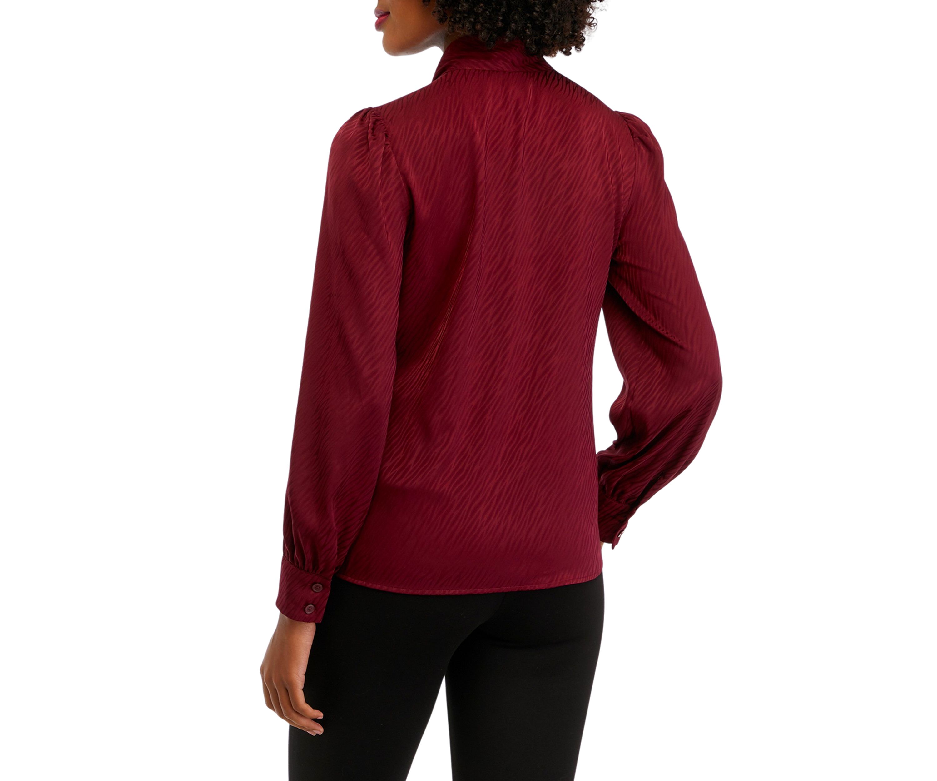 Womens Tie Neck Blouse with Cuffs