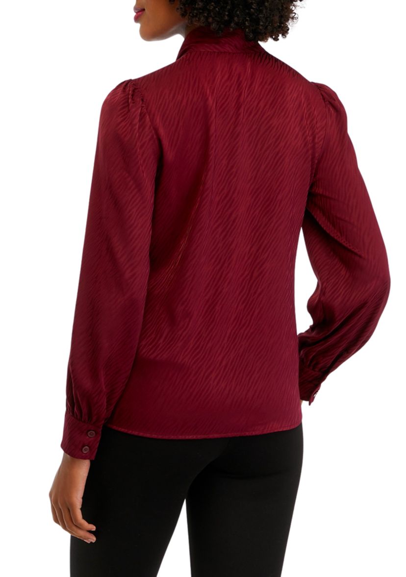 Womens Tie Neck Blouse with Cuffs