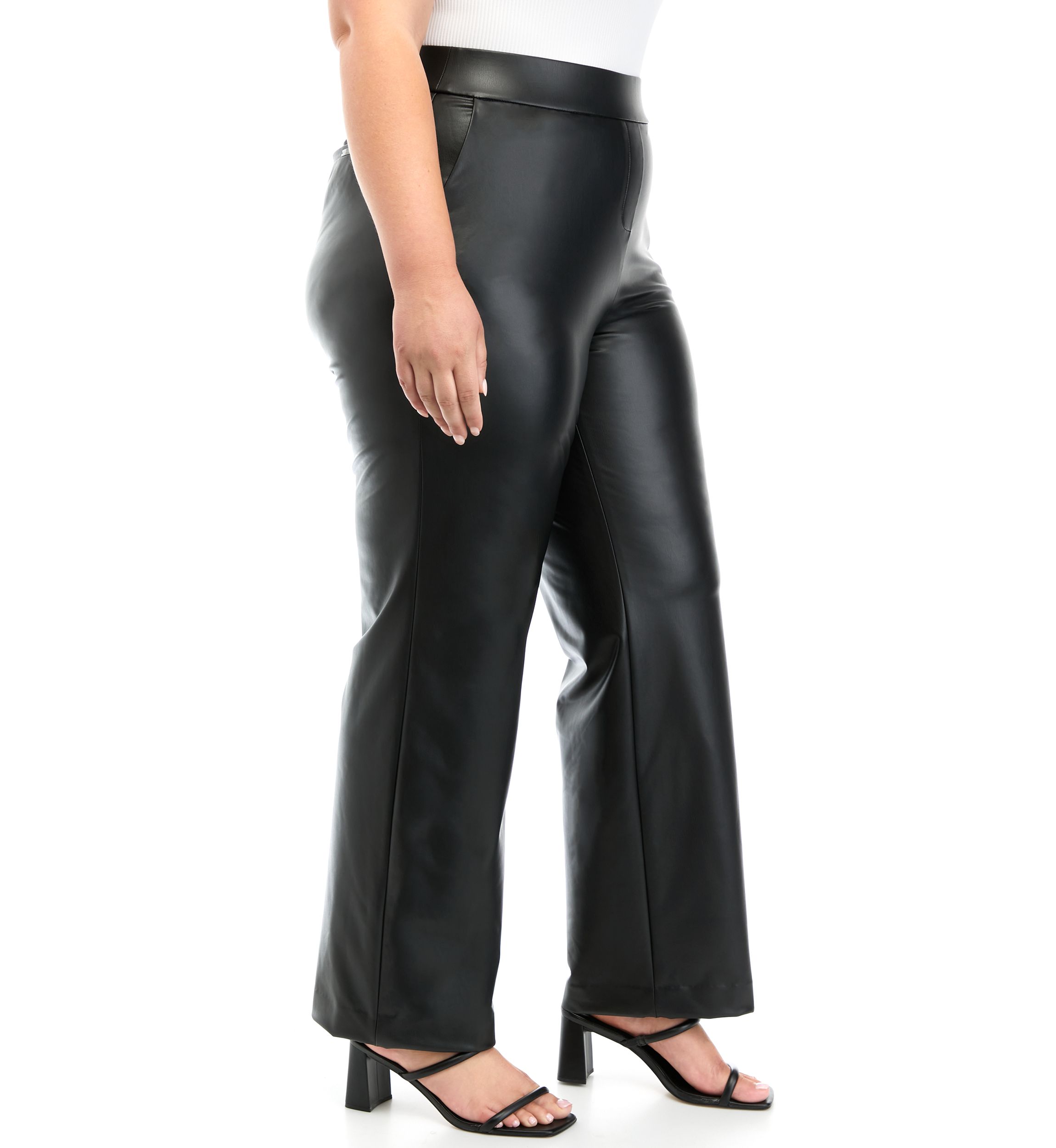 Plus Size Vegan Leather Pull On Pants