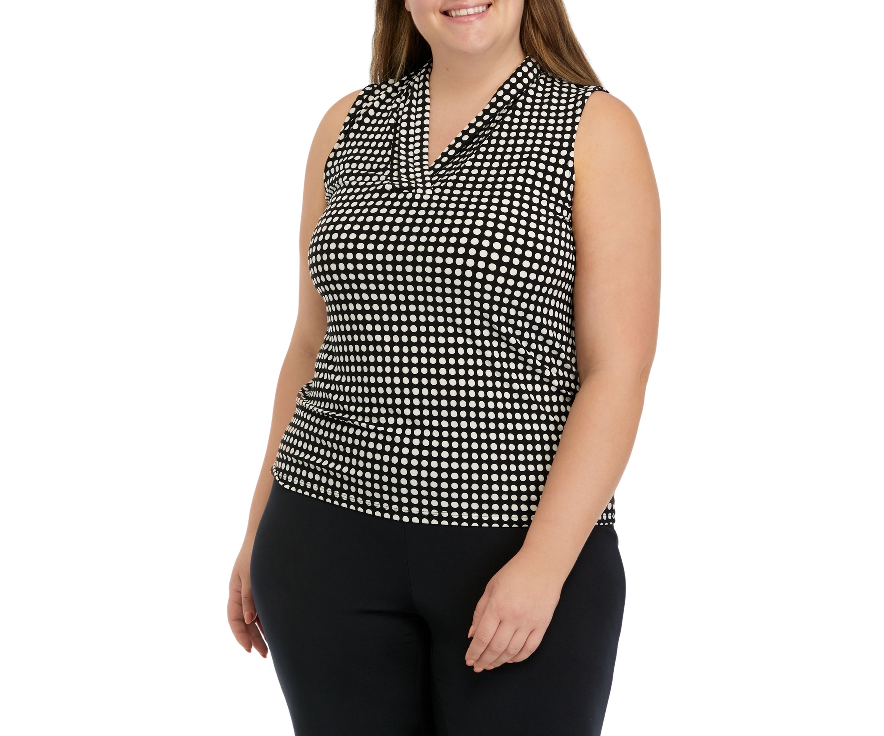 Plus Size Printed Triple Pleat Top