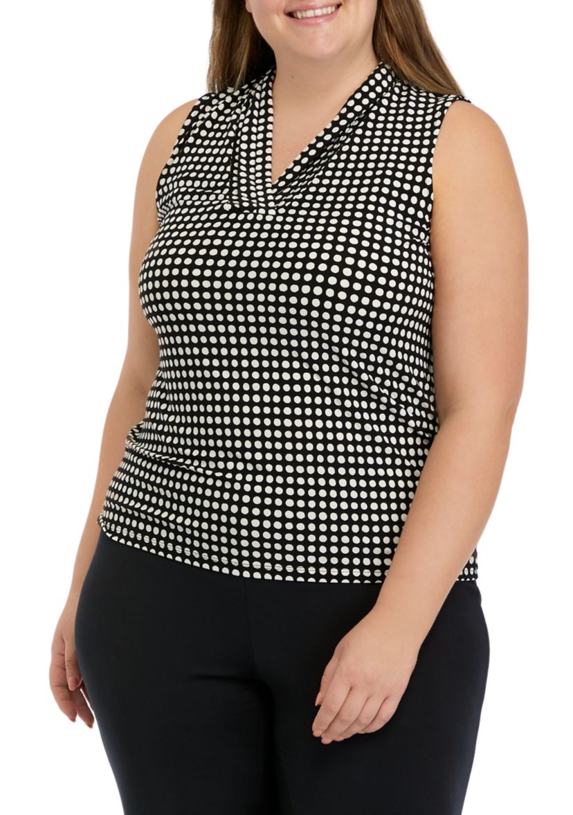 Plus Size Printed Triple Pleat Top