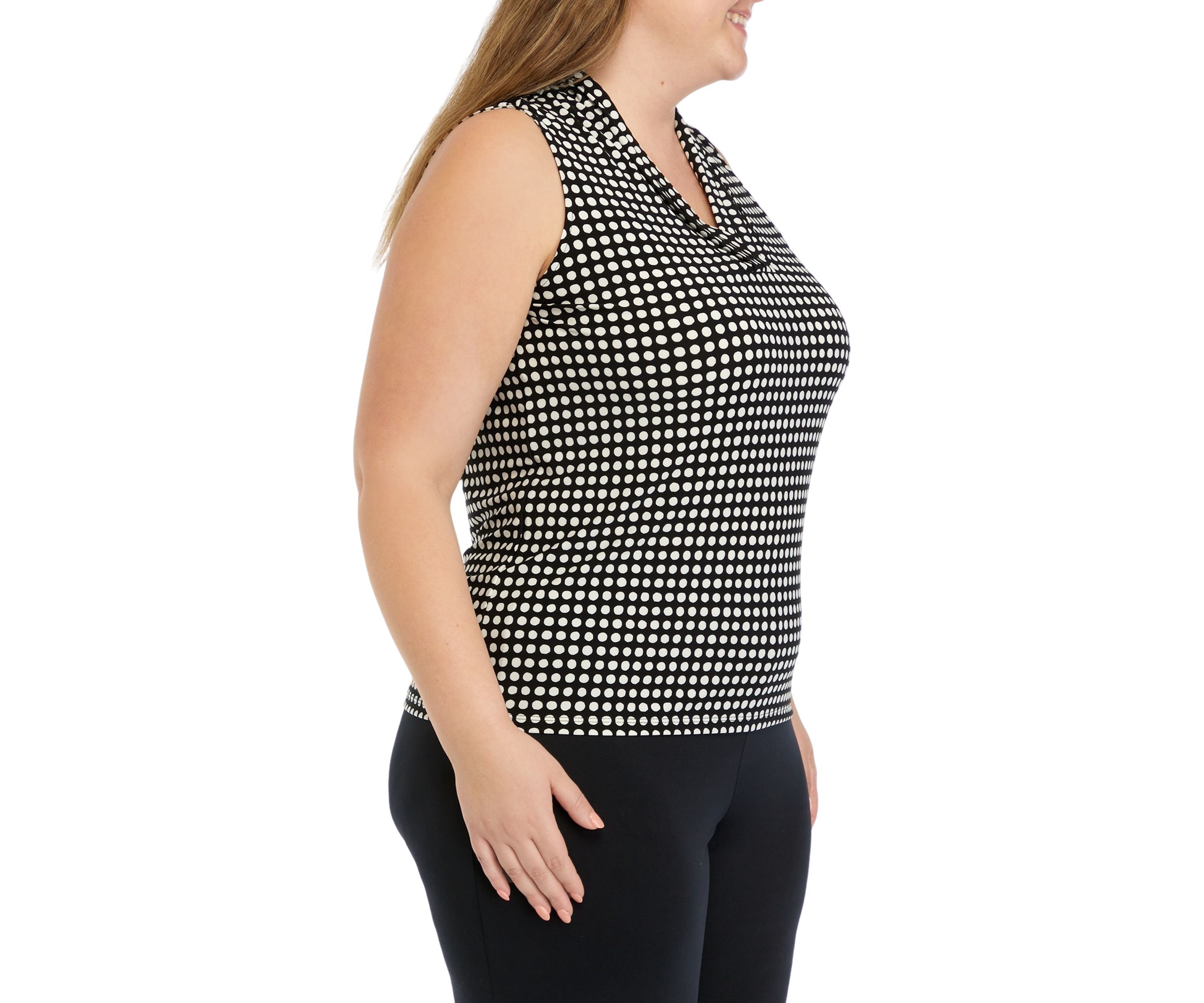 Plus Size Printed Triple Pleat Top