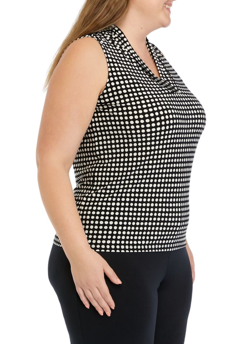 Plus Size Printed Triple Pleat Top