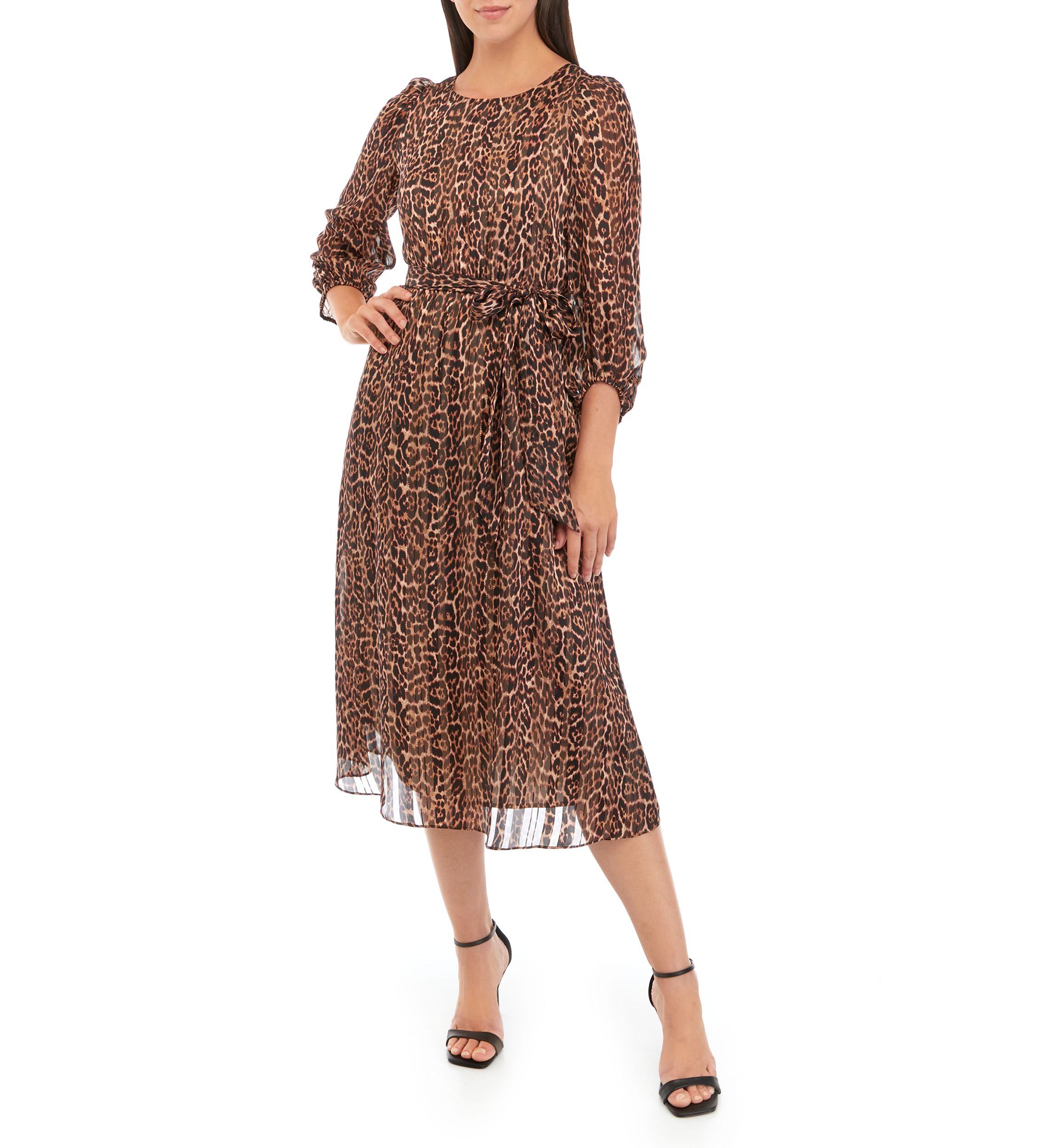 Womens Leopard Chiffon Dress