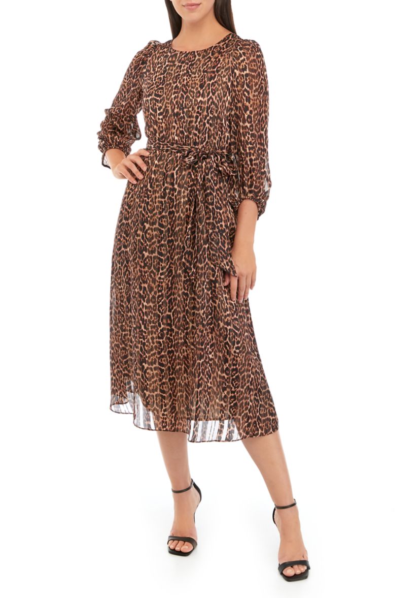 Womens Leopard Chiffon Dress