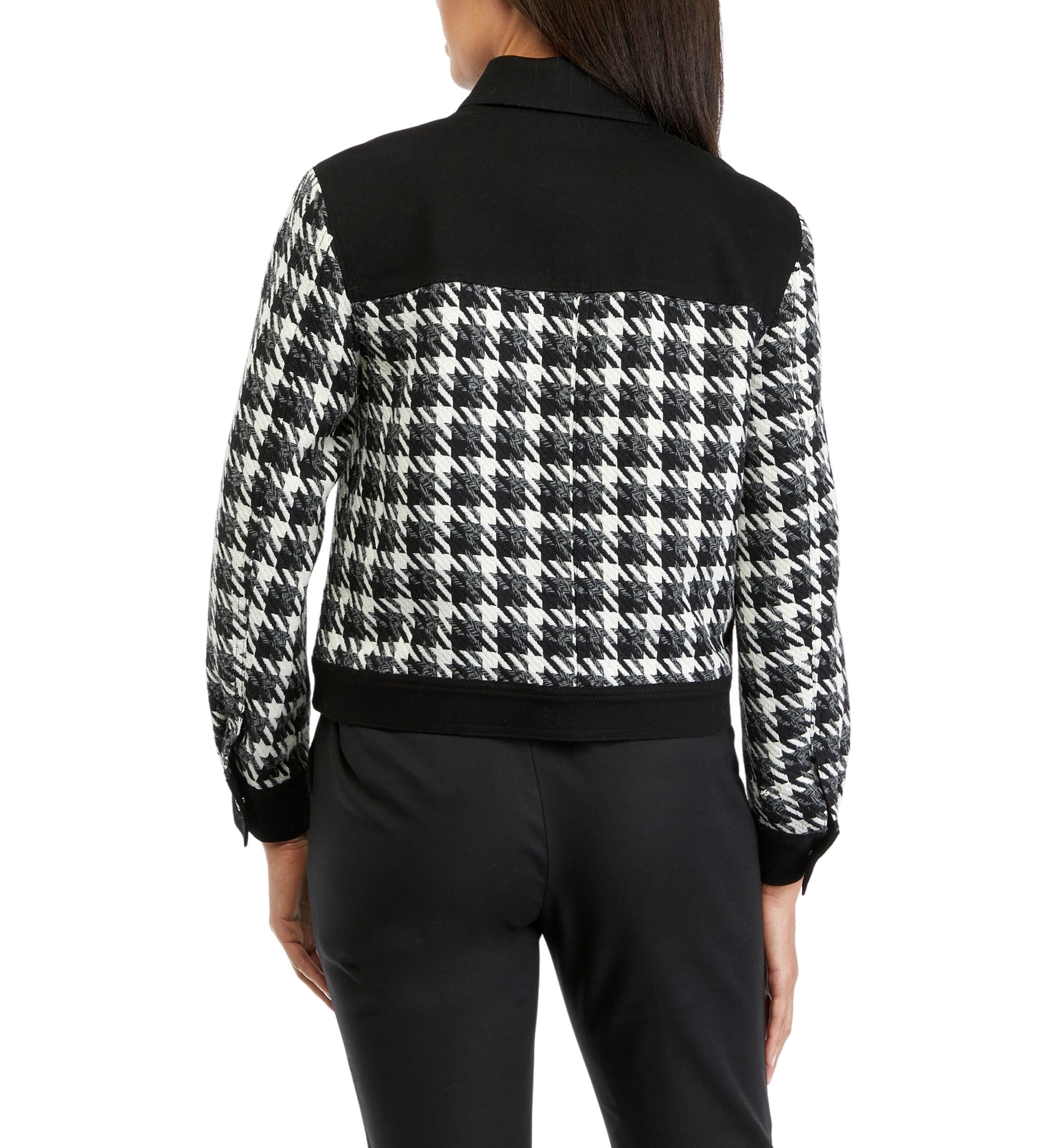 Womens Button Front Combo Fabric Jacket