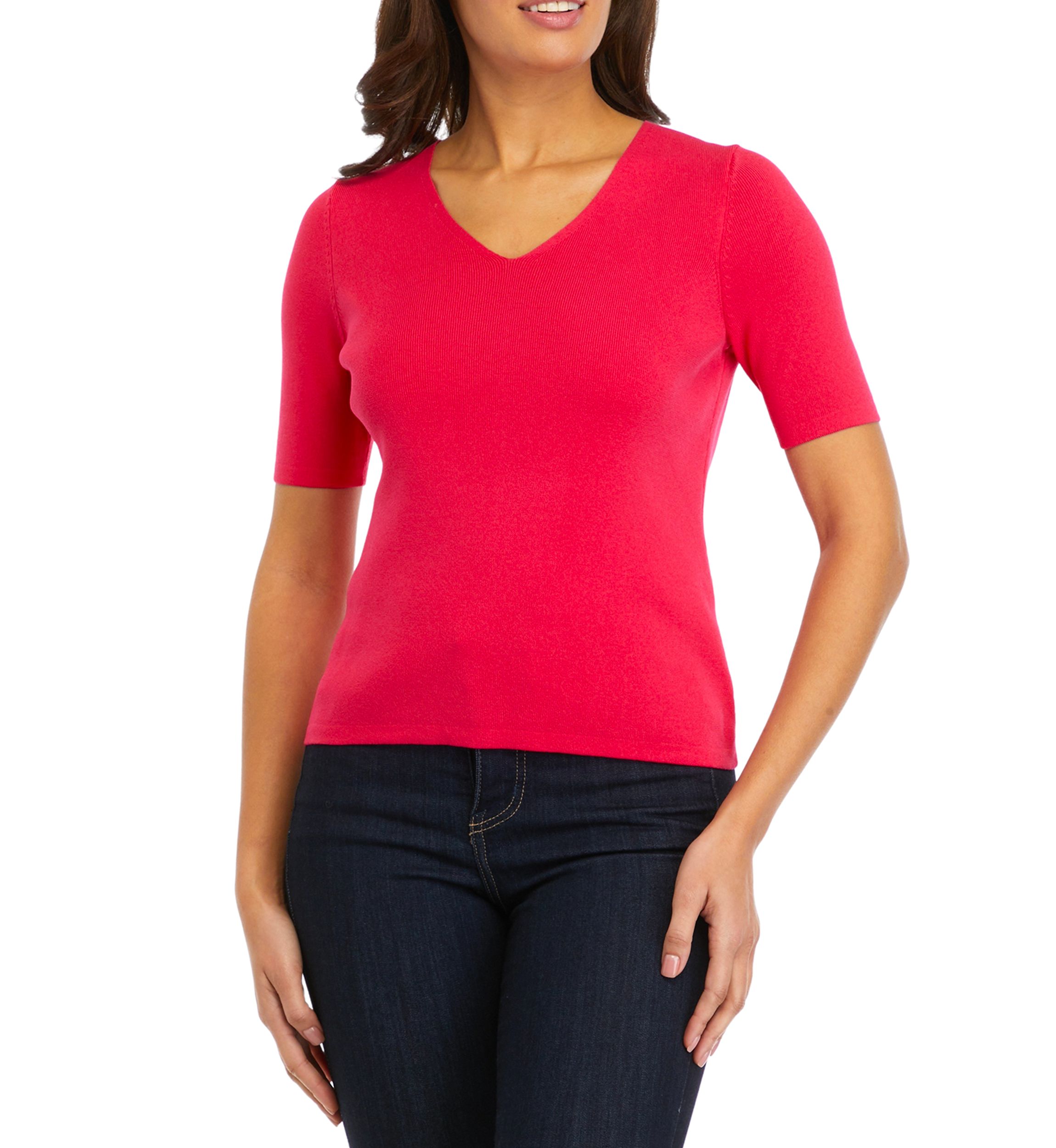 Petite Short Sleeve Sweater Knit Top