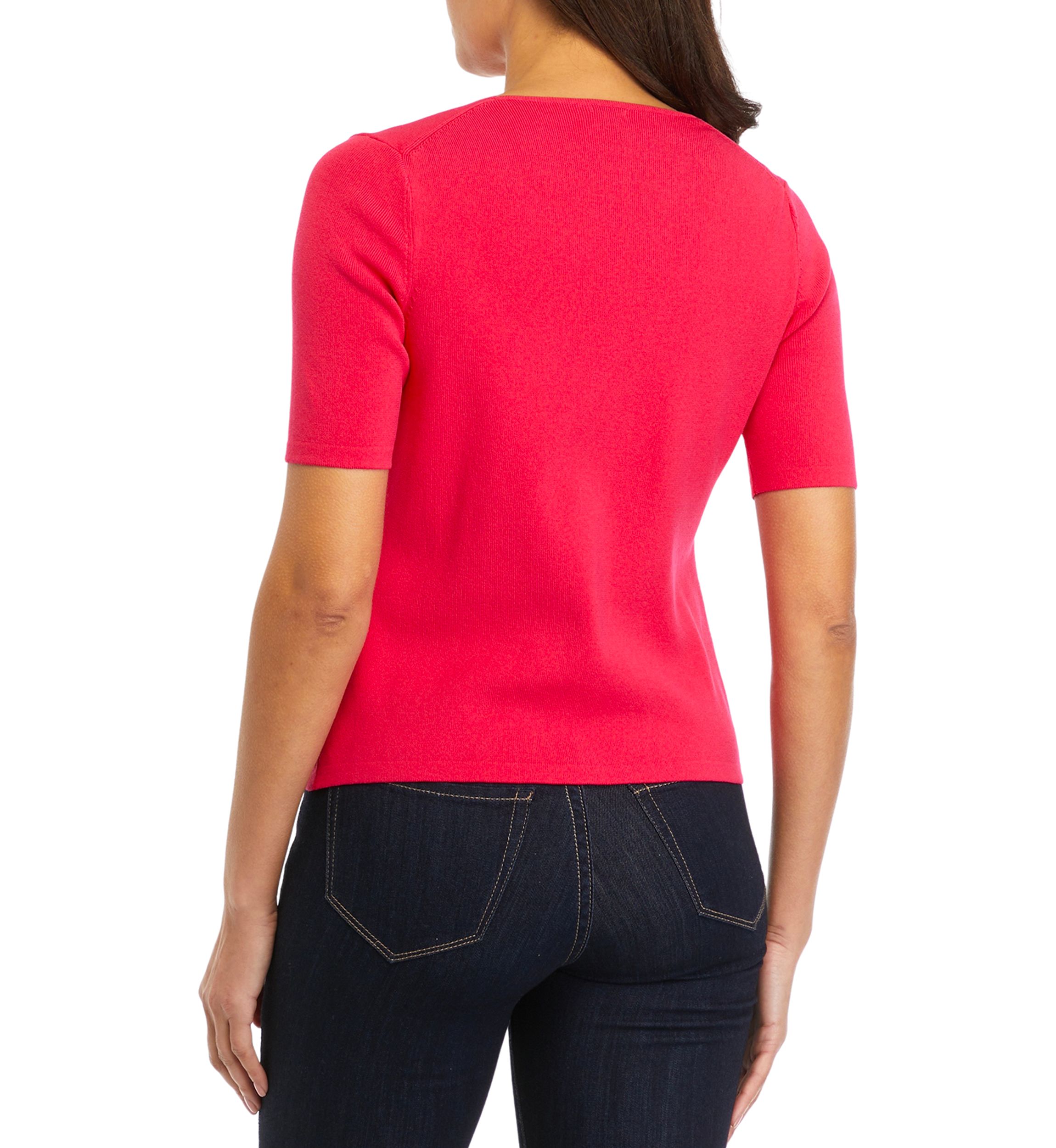 Petite Short Sleeve Sweater Knit Top