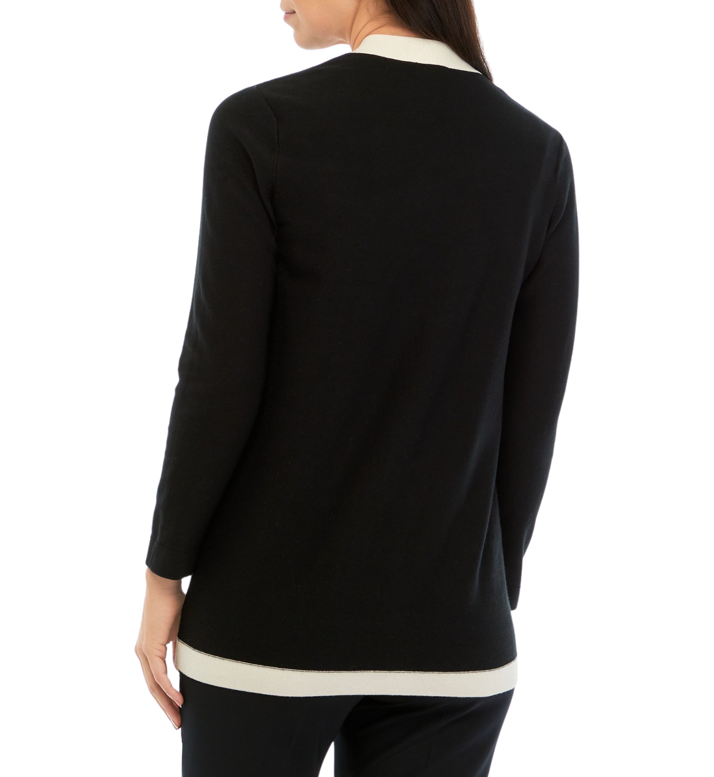 Long Sleeve Cardigan with Contrast Hem