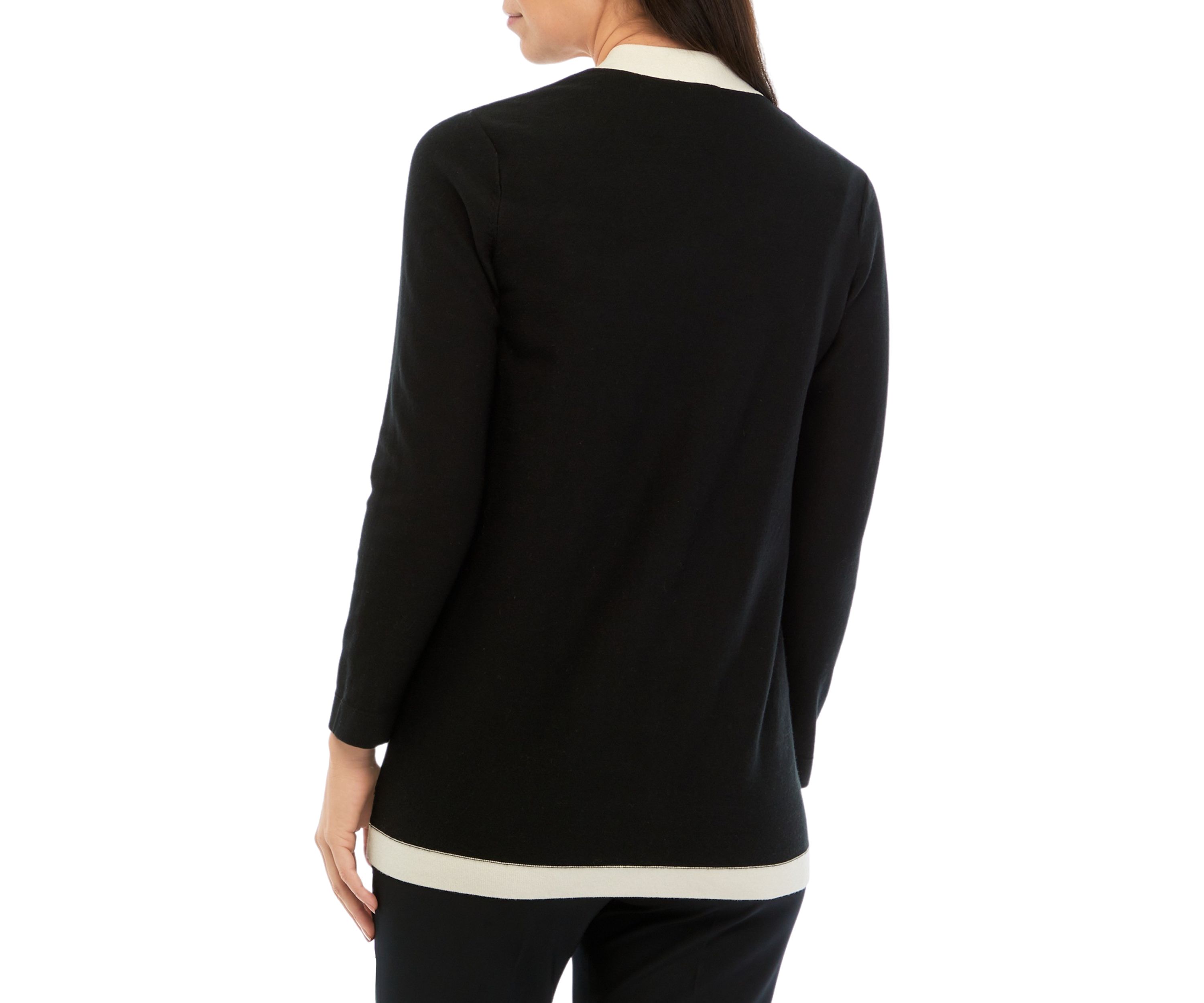 Long Sleeve Cardigan with Contrast Hem