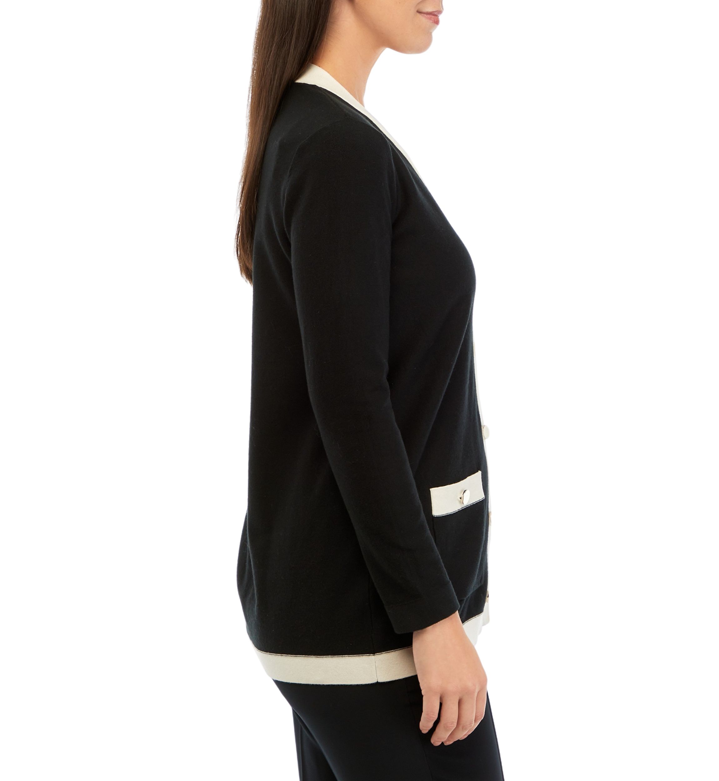 Long Sleeve Cardigan with Contrast Hem
