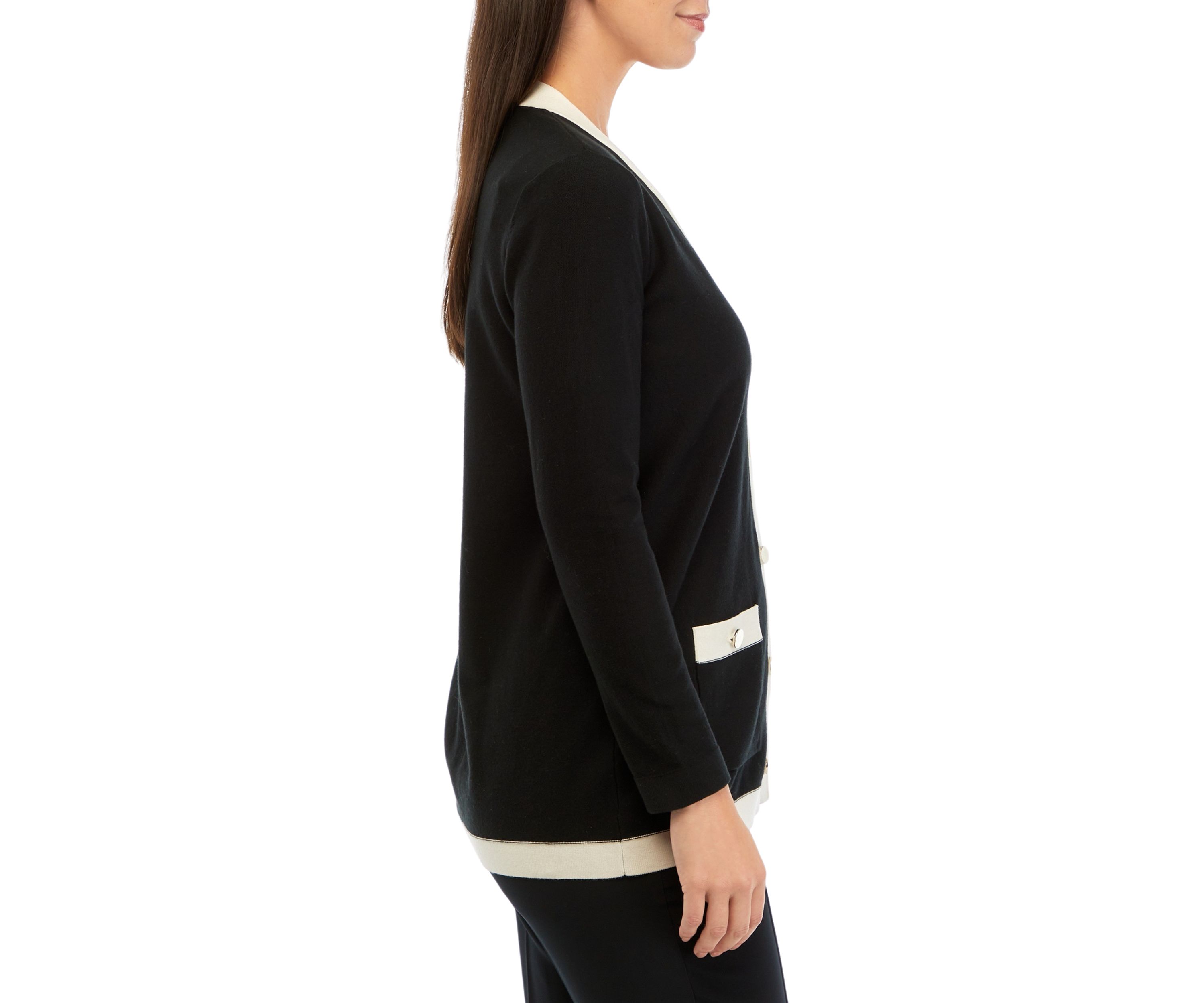 Long Sleeve Cardigan with Contrast Hem