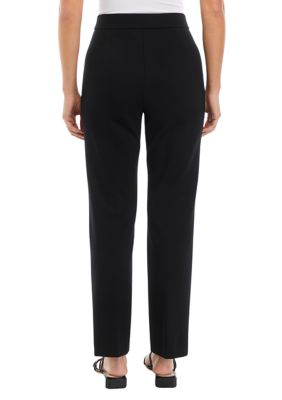 Women's High-Rise Slim Straight Leg Pintuck Ankle Pants - A New Day Black 14  1 ct