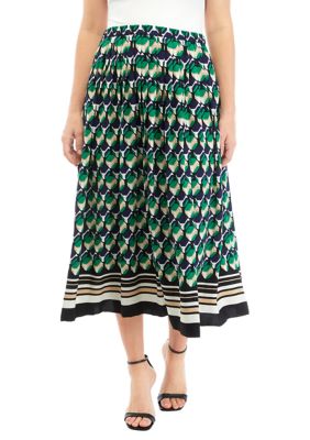 Printed Pull On Pleated Skirt