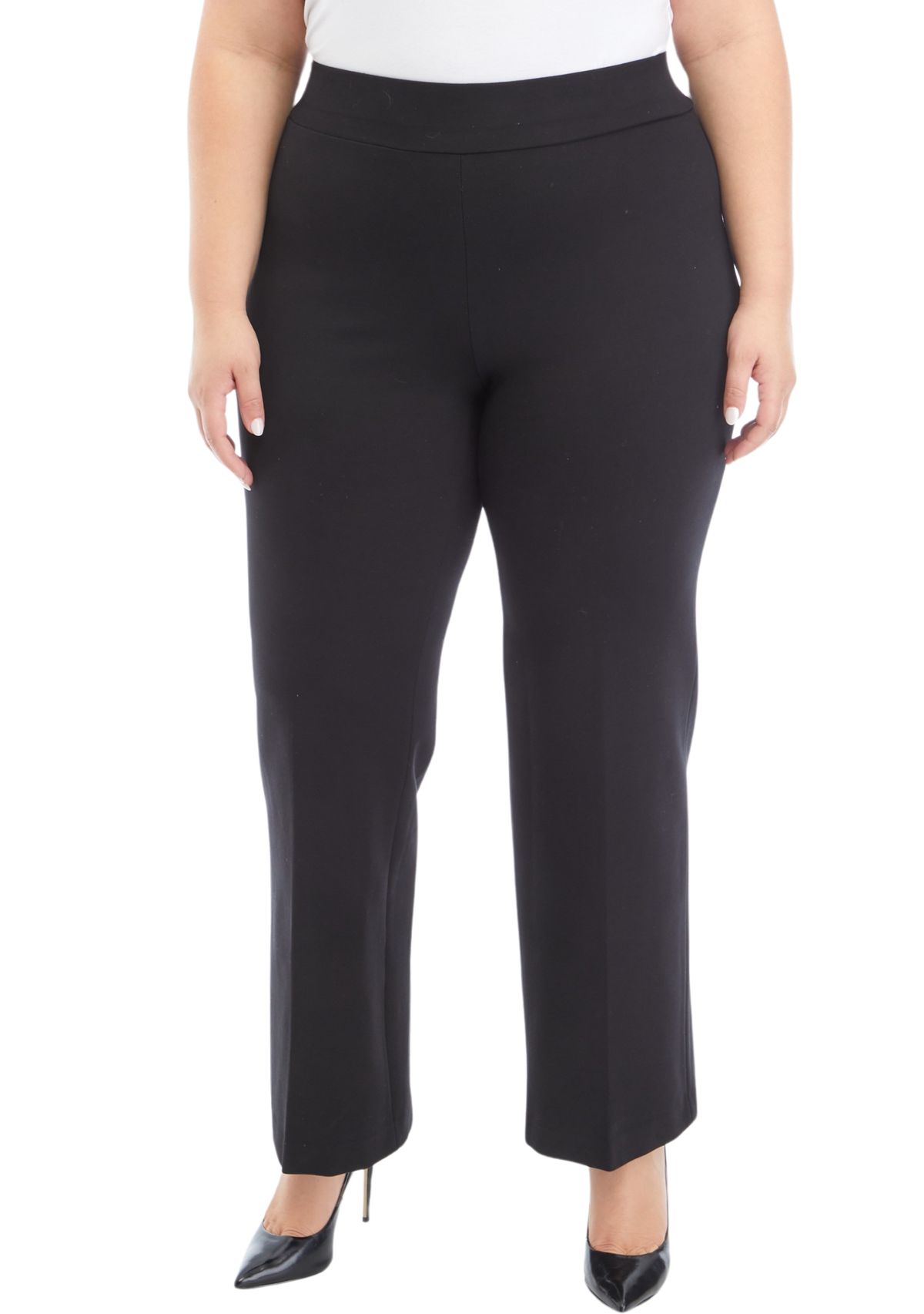 Plus Size Pull On Wide Leg Compression Pants