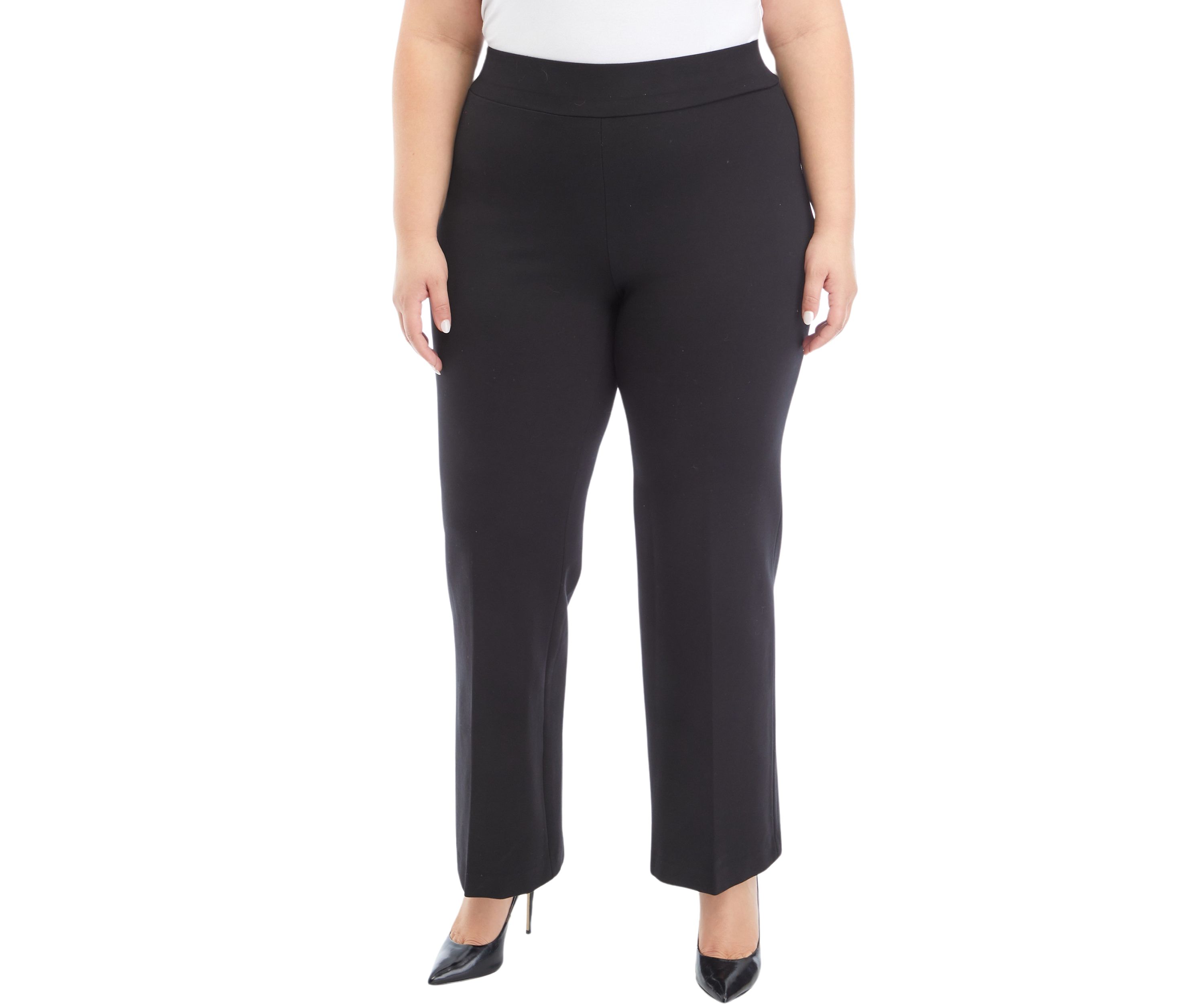 Plus Size Pull On Wide Leg Compression Pants