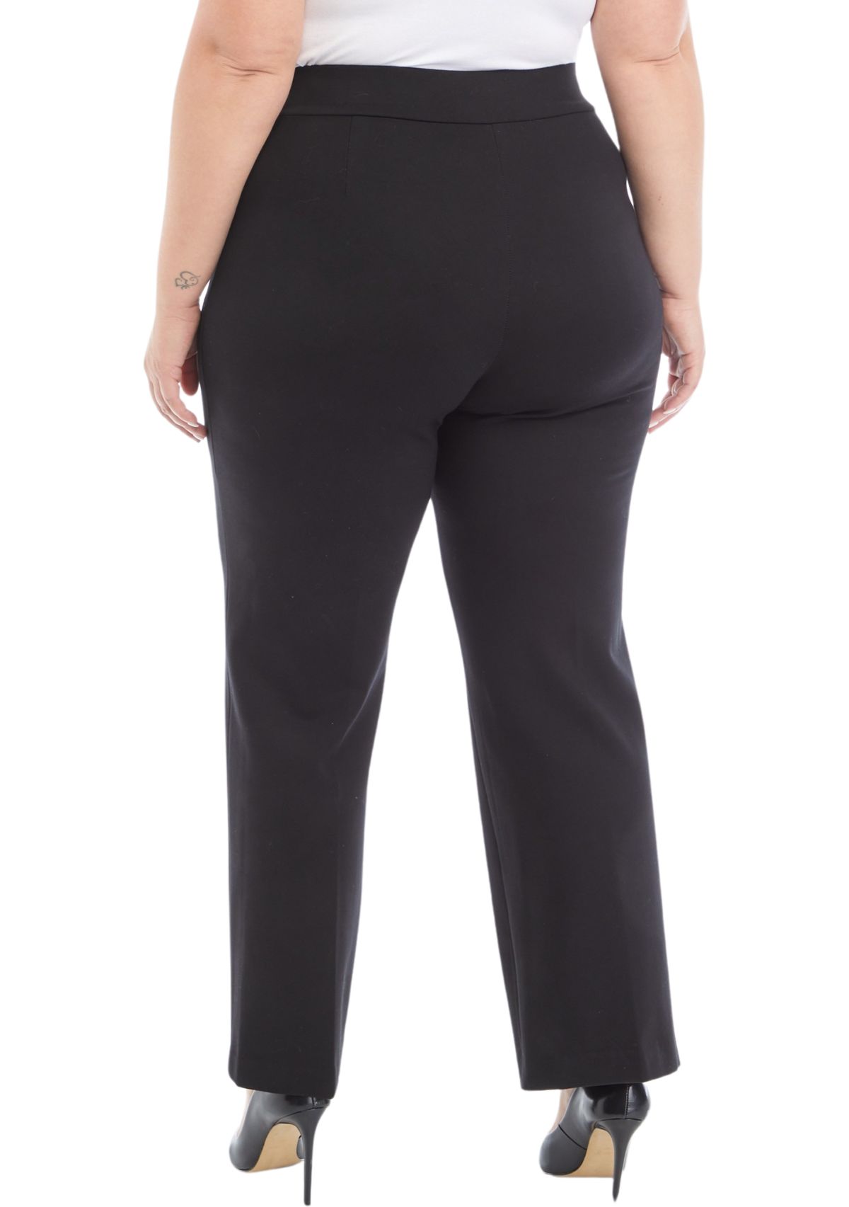 Plus Size Pull On Wide Leg Compression Pants