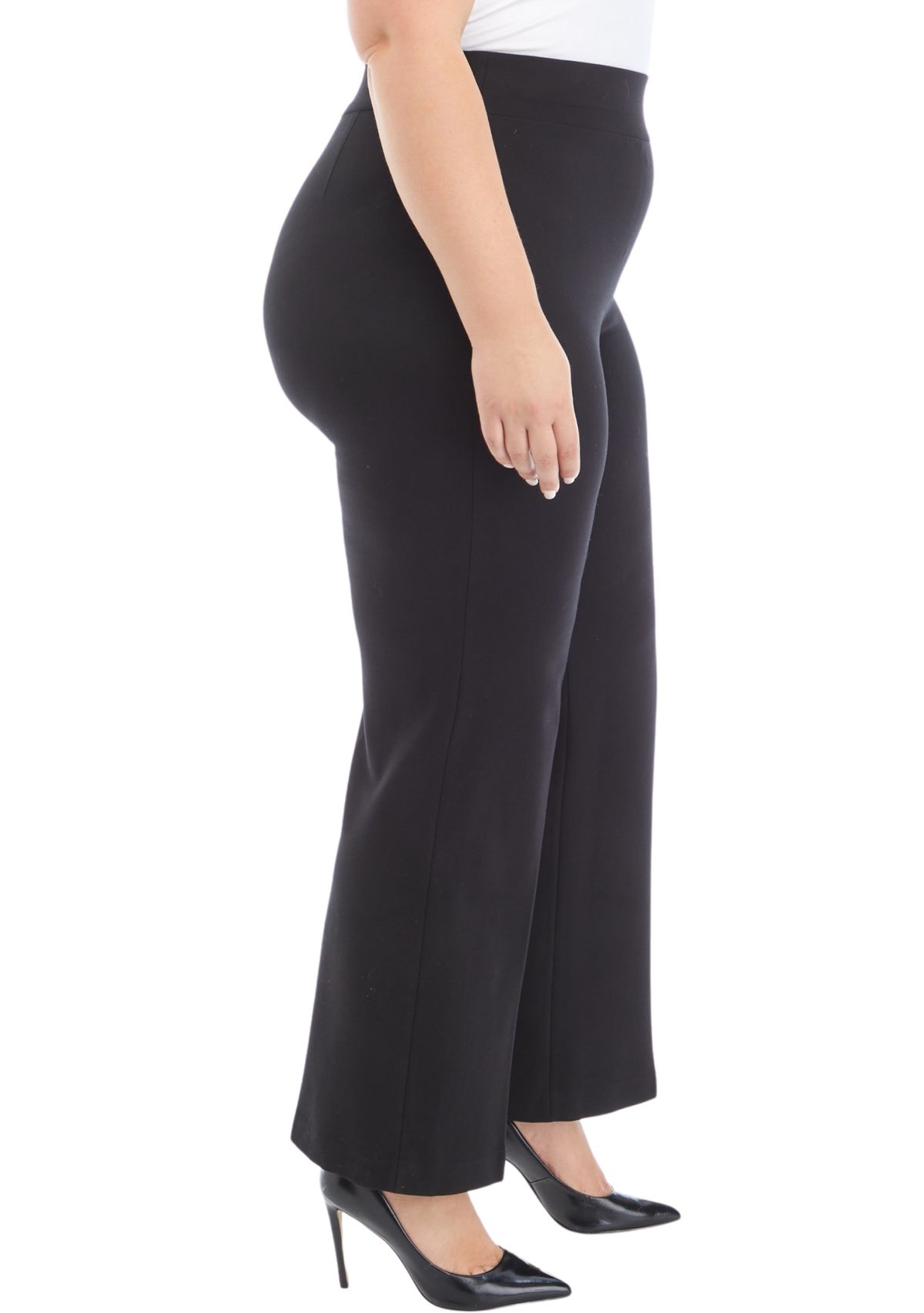 Plus Size Pull On Wide Leg Compression Pants