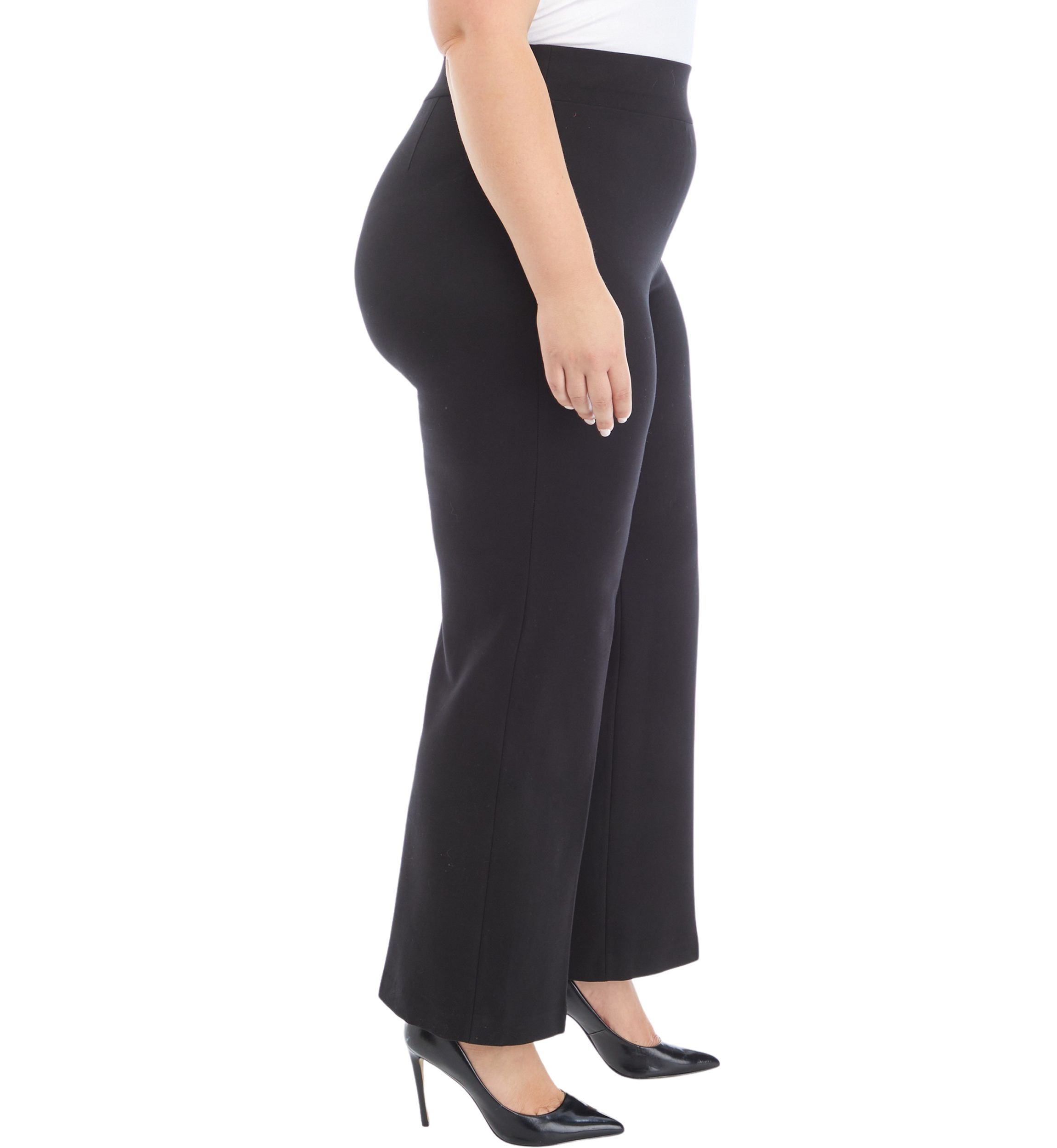 Plus Size Pull On Wide Leg Compression Pants