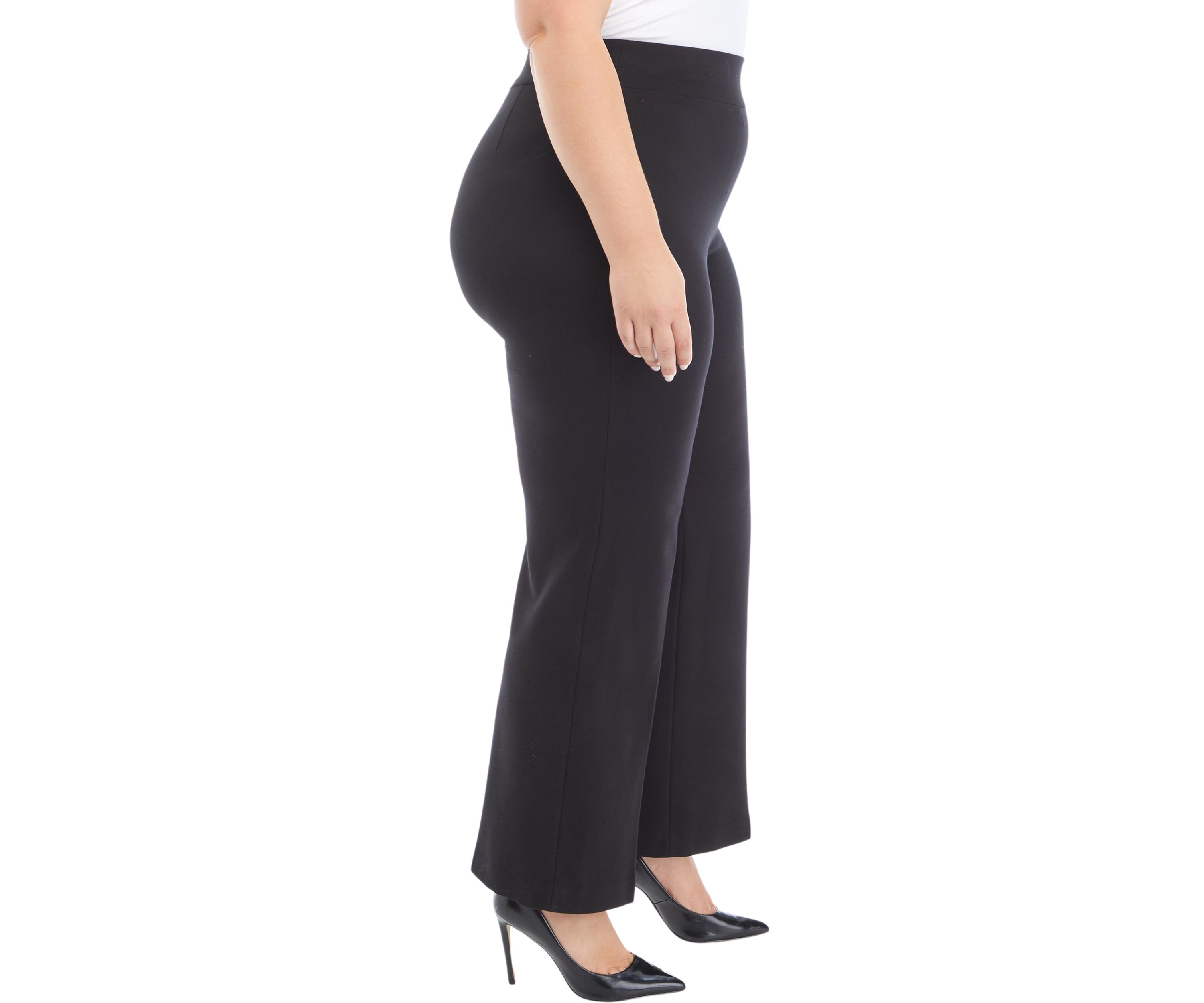 Plus Size Pull On Wide Leg Compression Pants