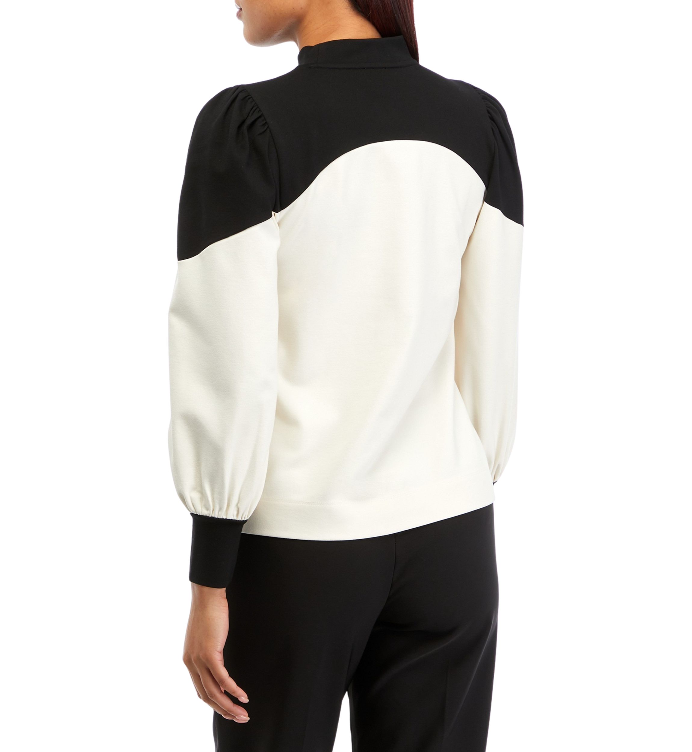 Womens NYC Compression Color Blocked Mock Neck Top