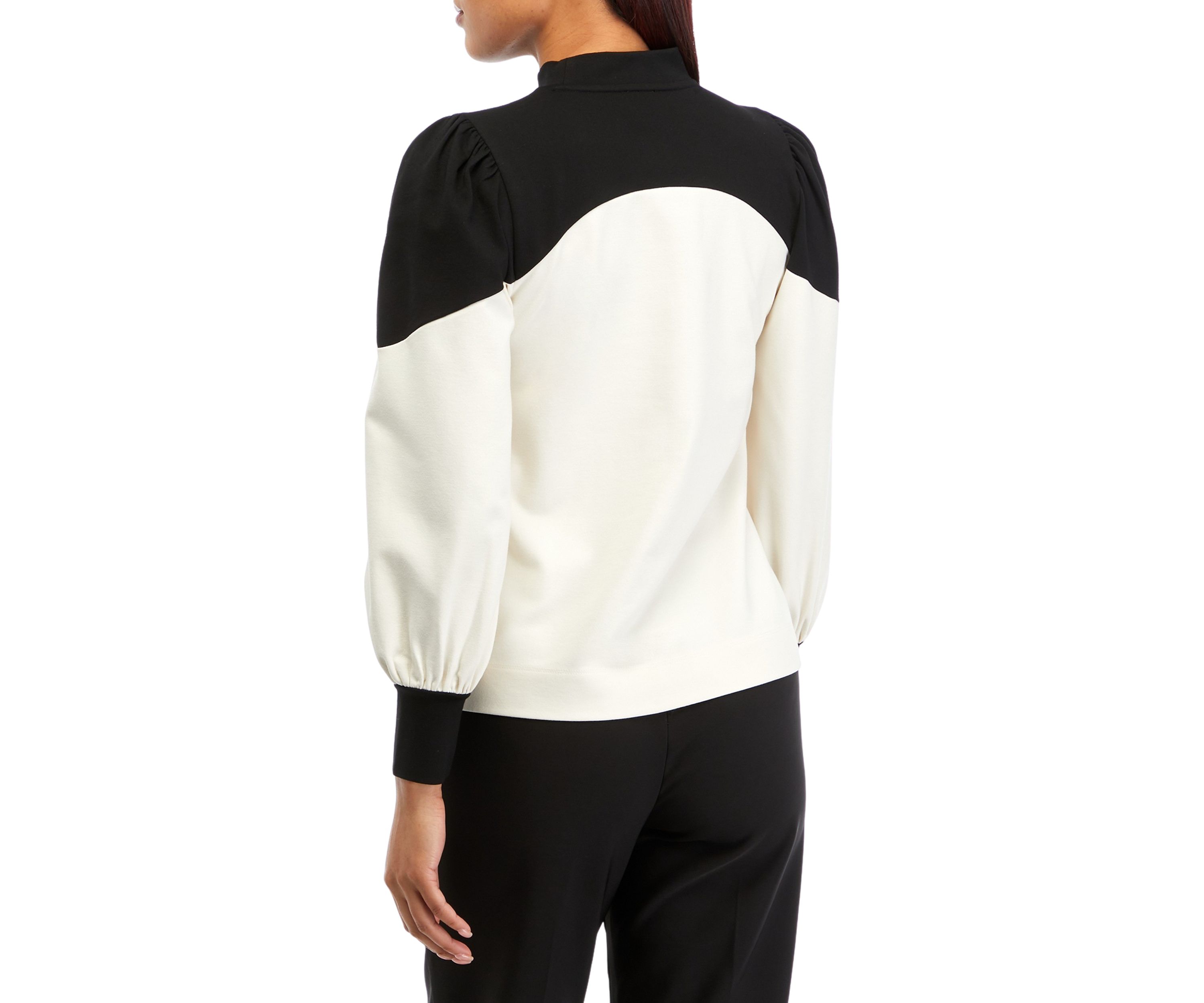 Womens NYC Compression Color Blocked Mock Neck Top