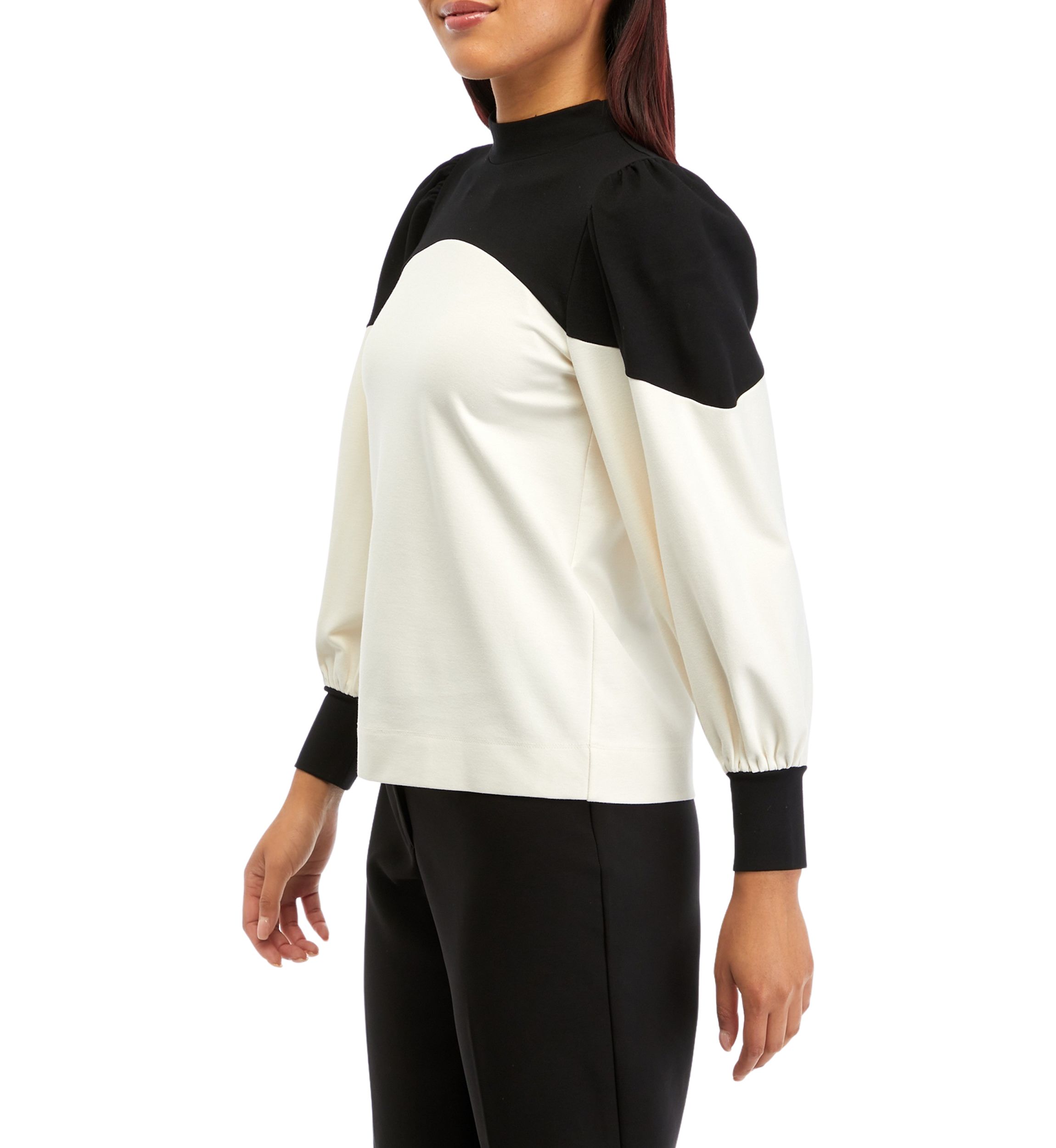 Womens NYC Compression Color Blocked Mock Neck Top