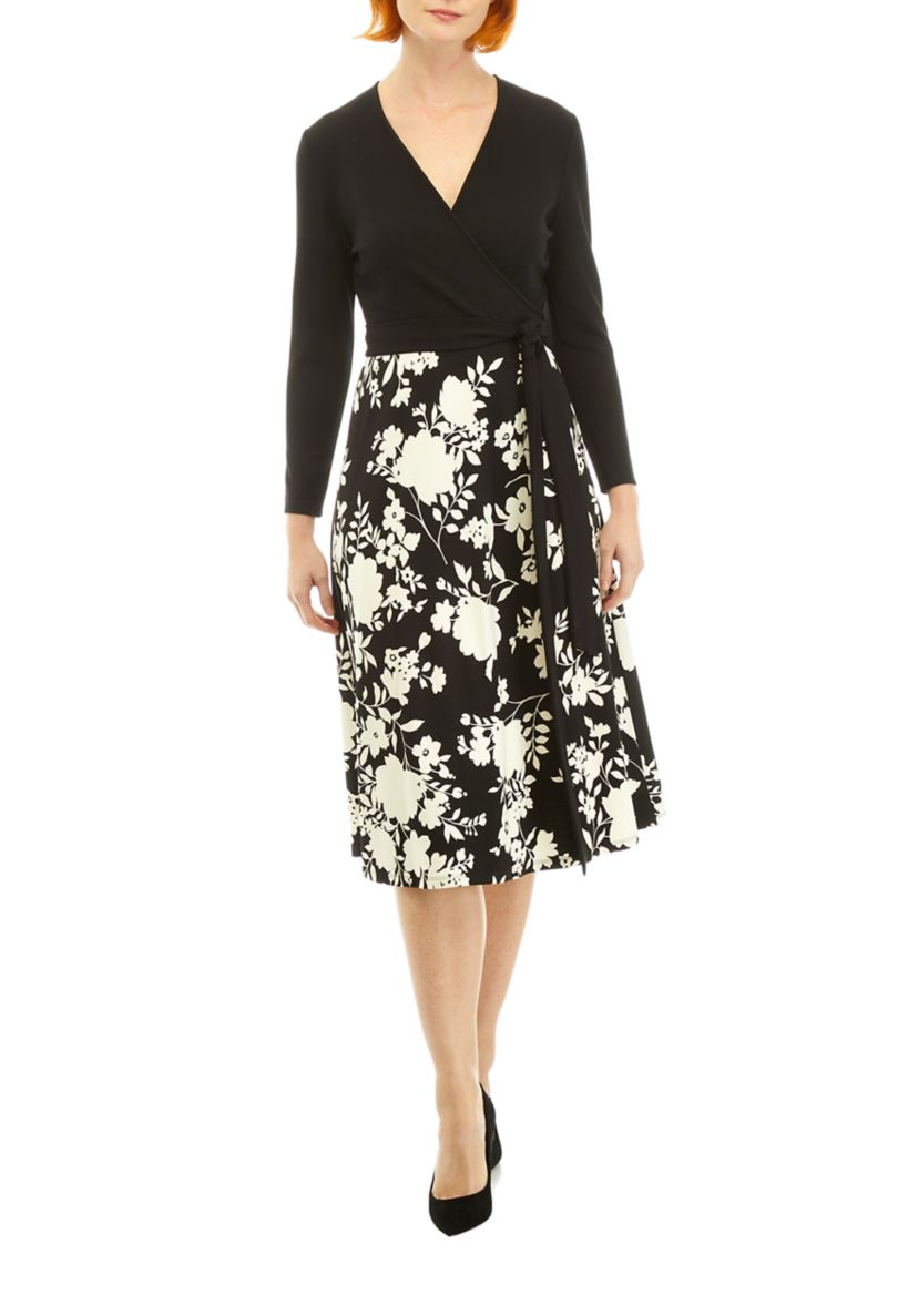 Petite Long Sleeve Serenity Combo Dress