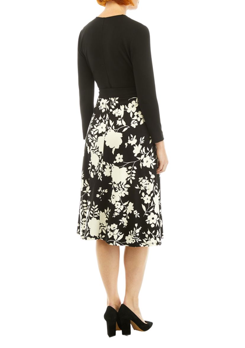Petite Long Sleeve Serenity Combo Dress