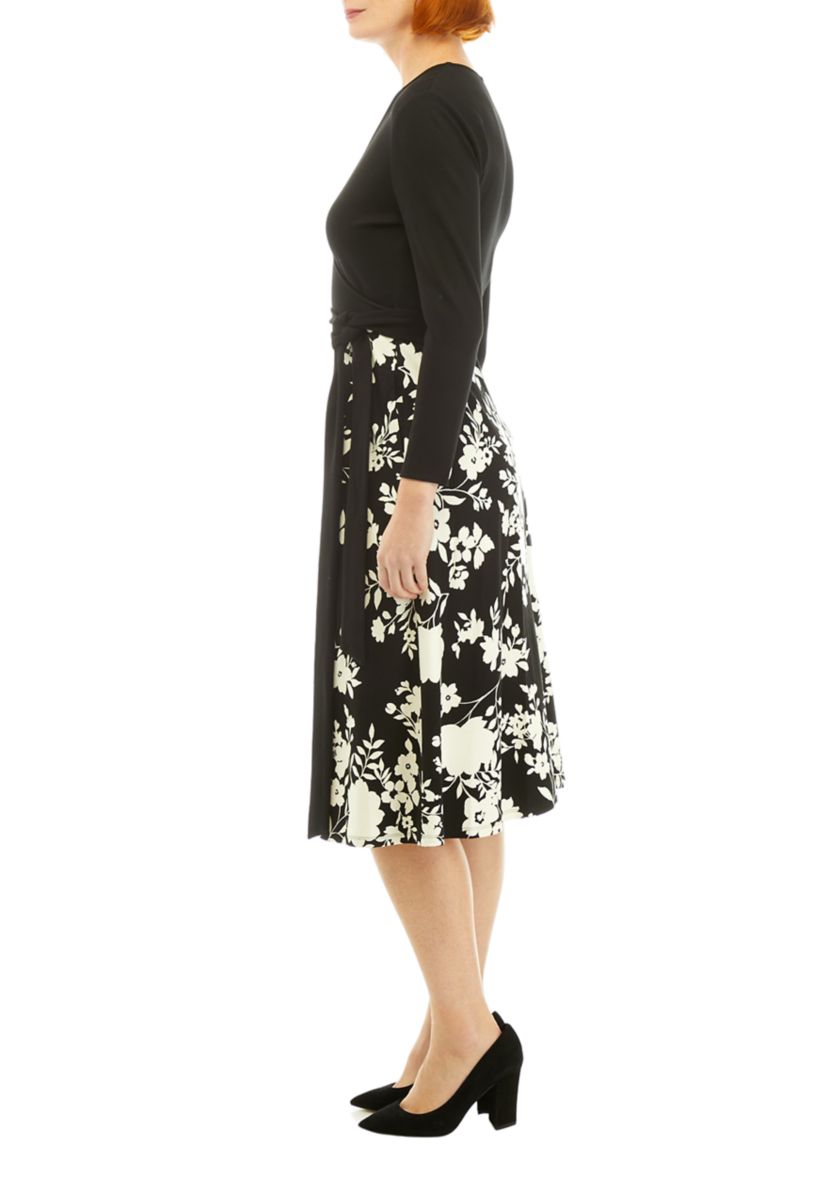 Petite Long Sleeve Serenity Combo Dress