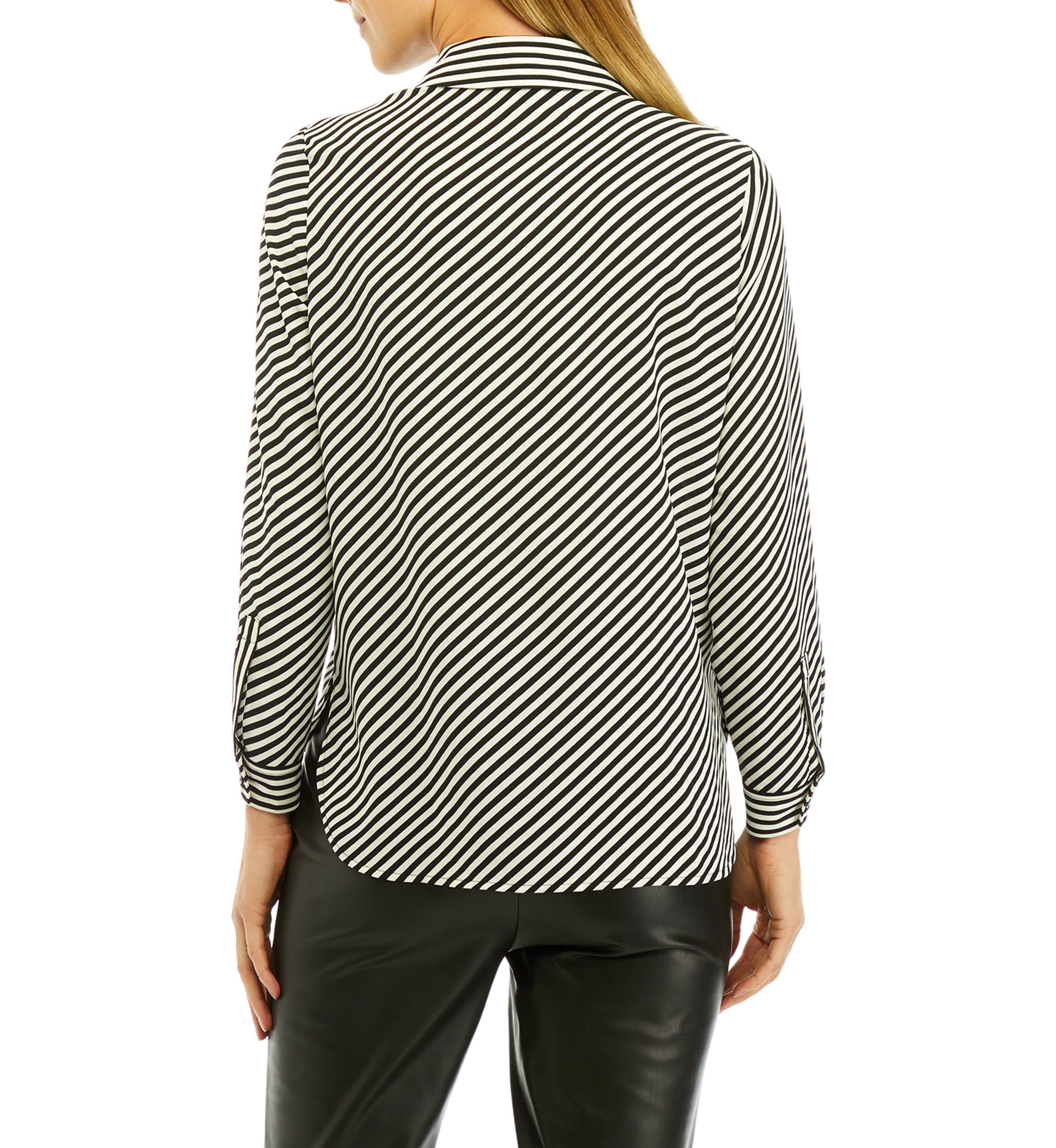 Petite Long Sleeve Covered Placket Oxford Shirt with Cuffs
