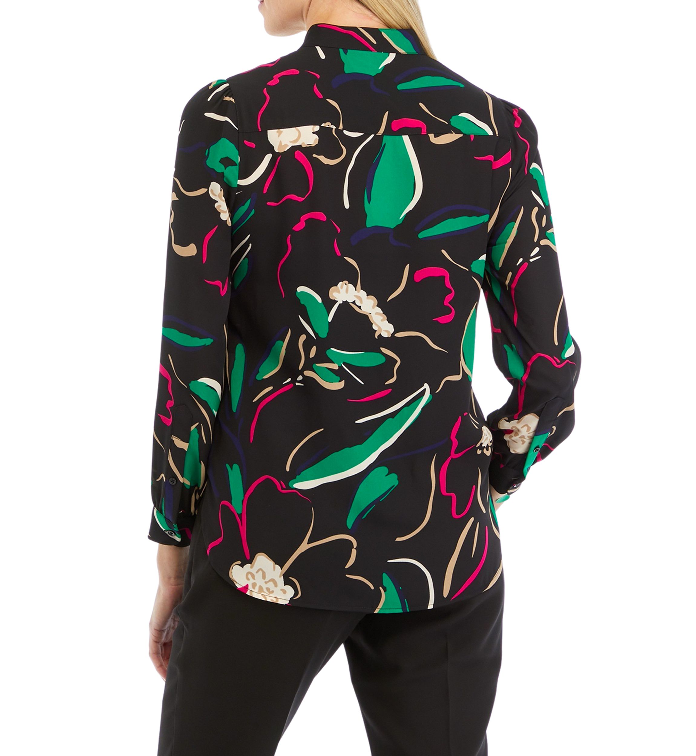 Petite Long Sleeve Popover Blouse