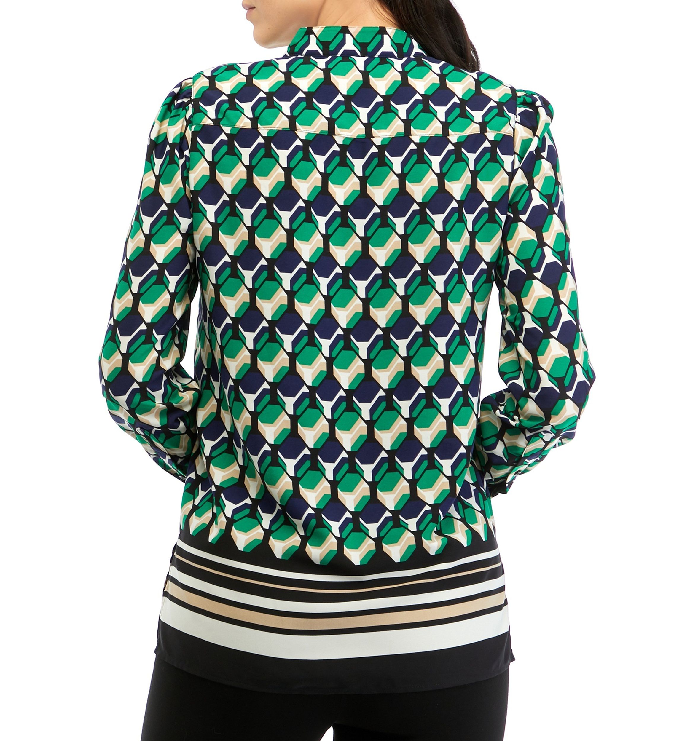 Womens Printed Popover Top with Straight Hem