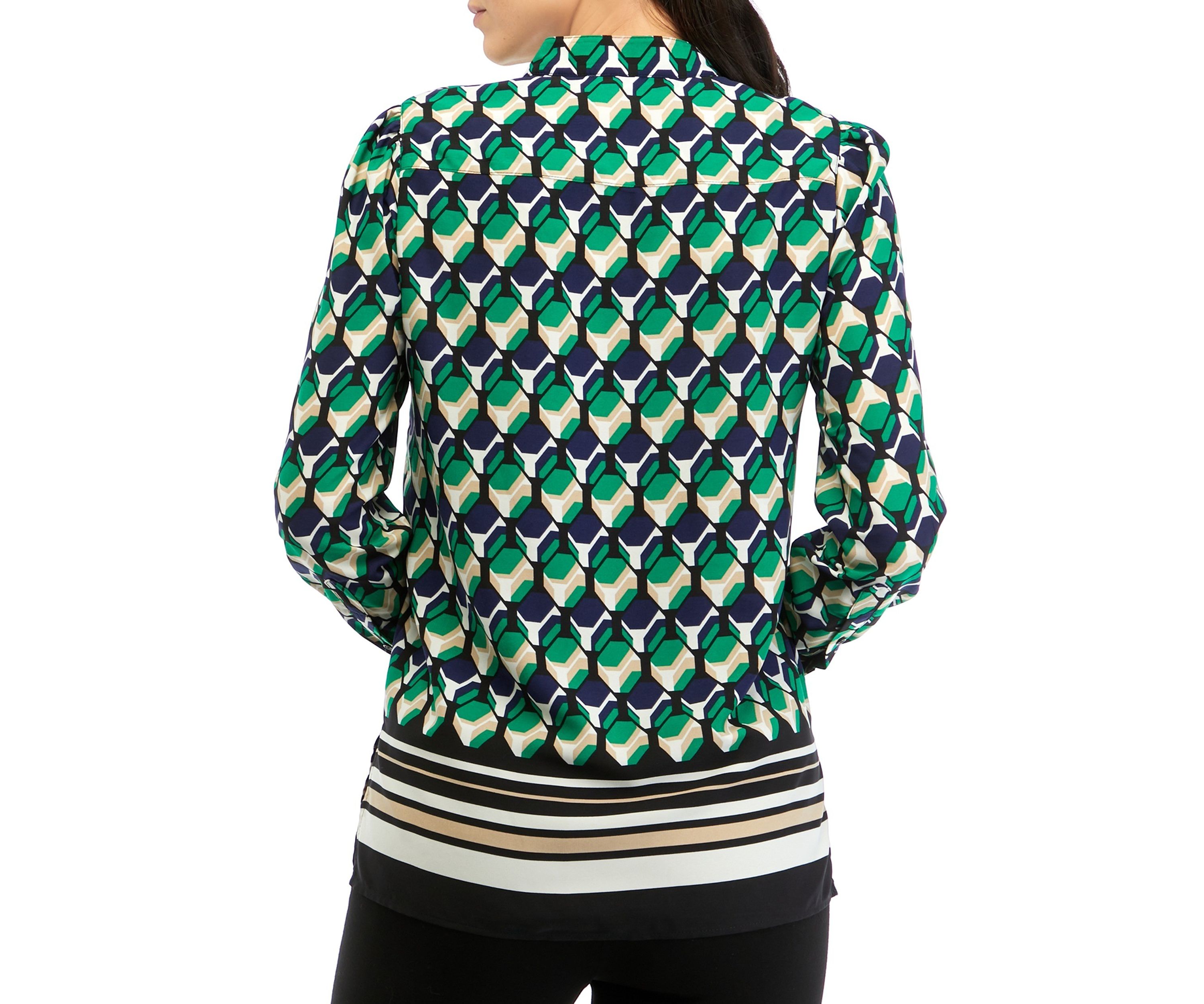Womens Printed Popover Top with Straight Hem