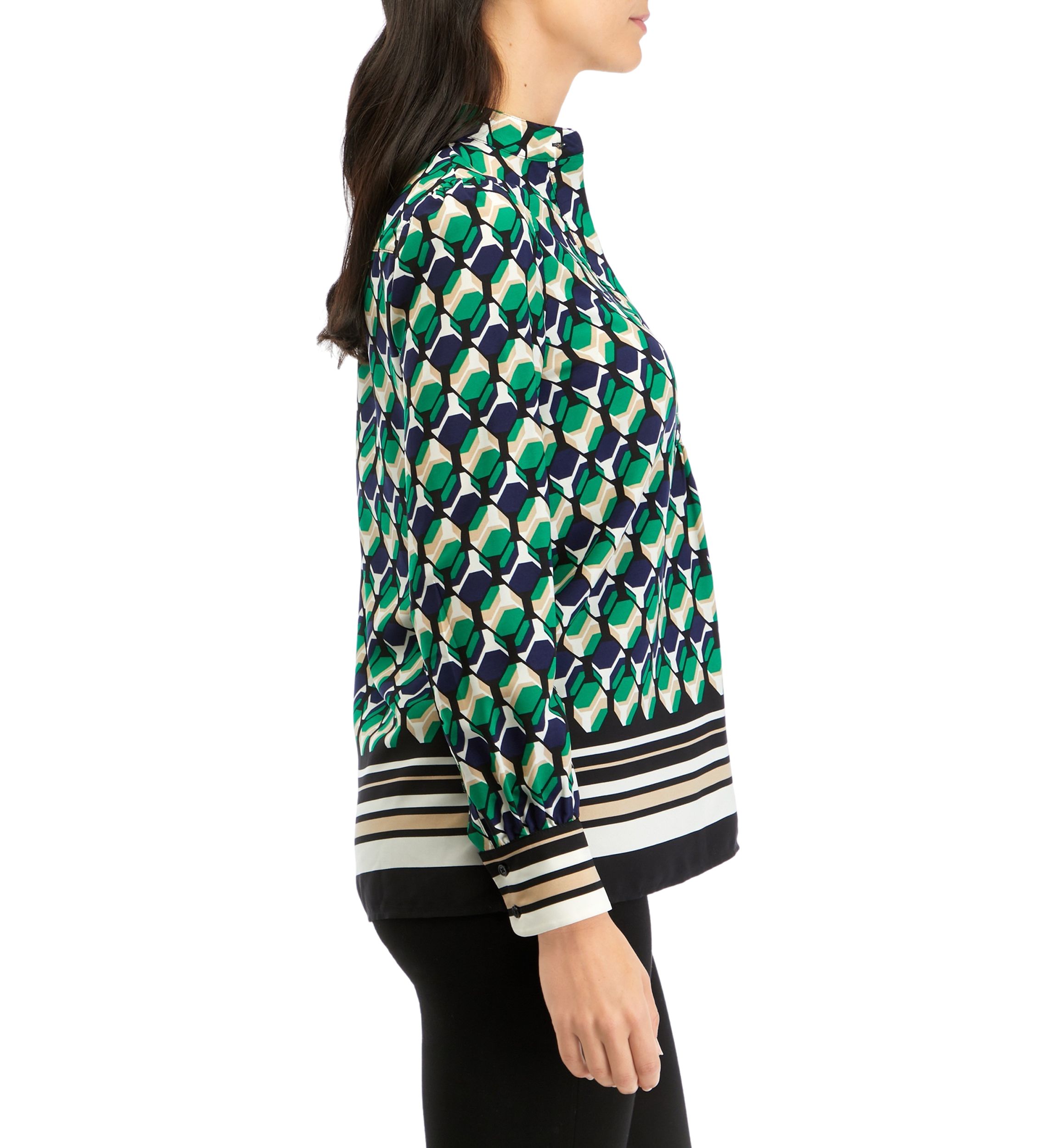 Womens Printed Popover Top with Straight Hem