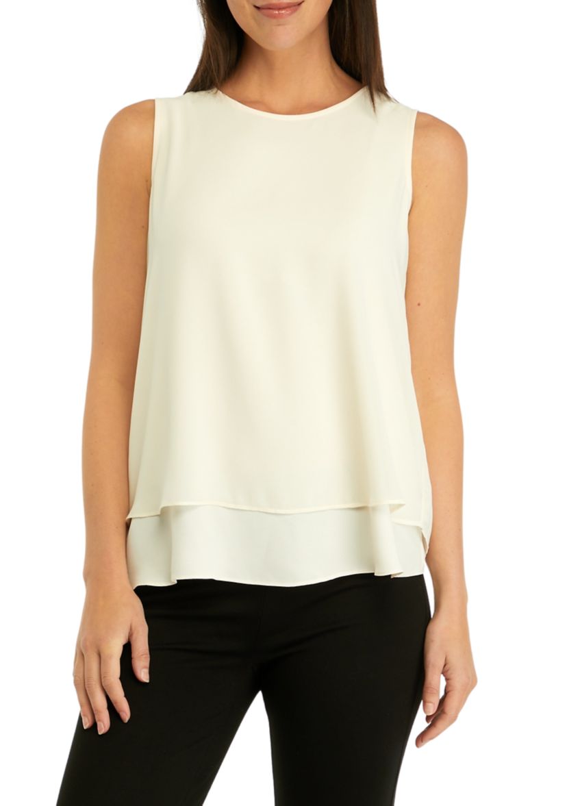 Womens Sleeveless Double Layer Blouse