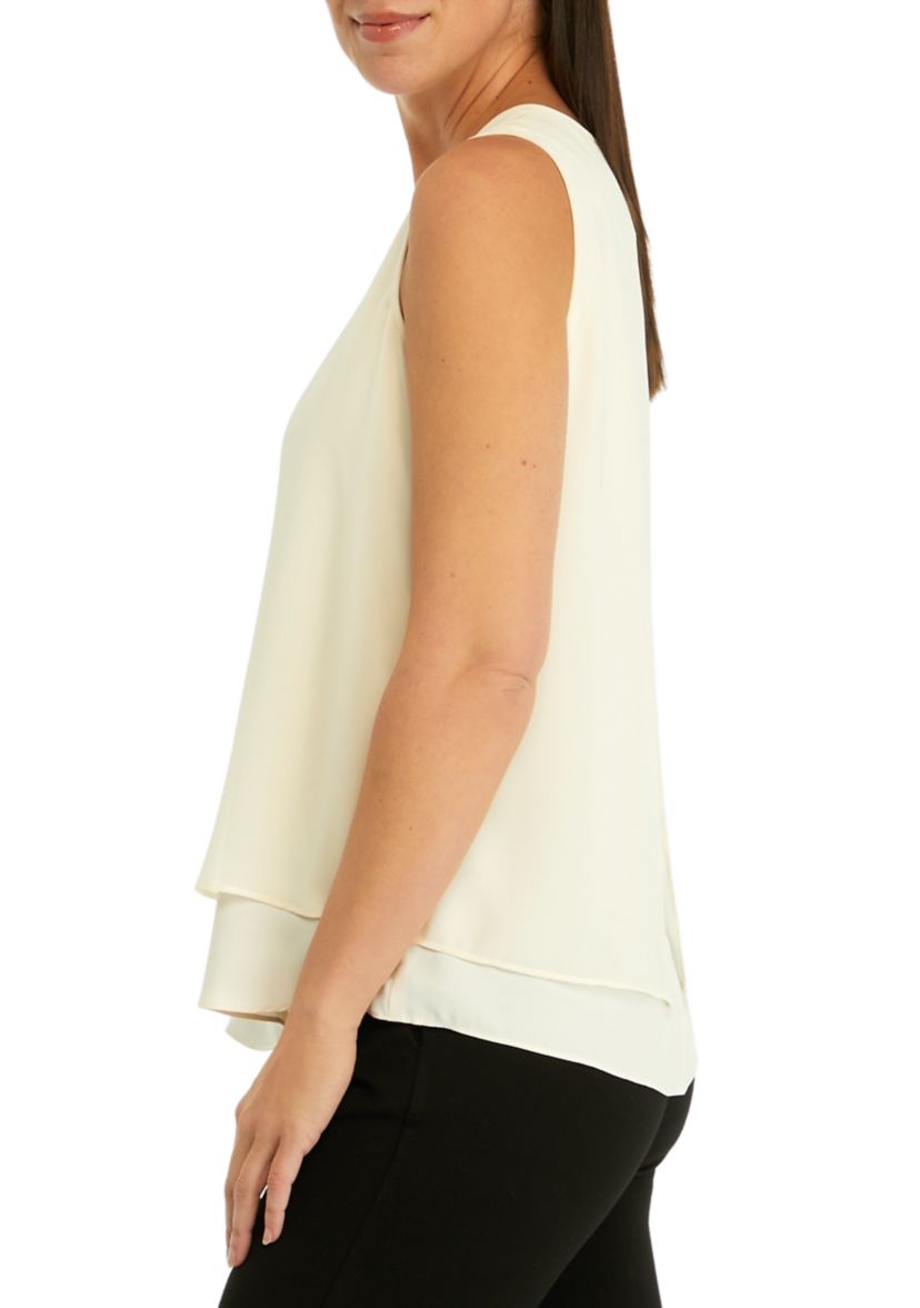 Womens Sleeveless Double Layer Blouse