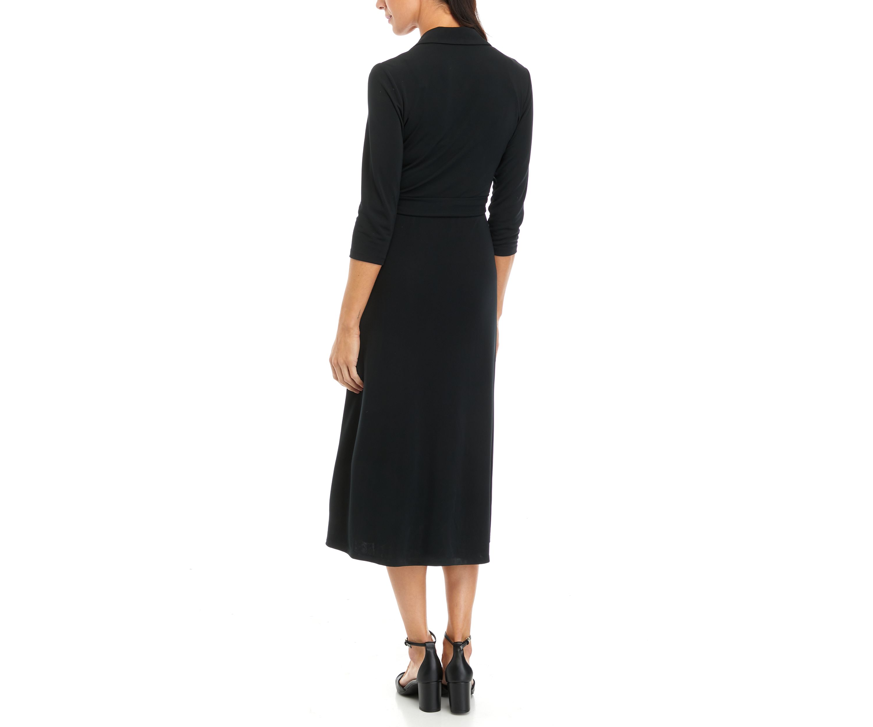Womens Collared Wrap Midi Dress