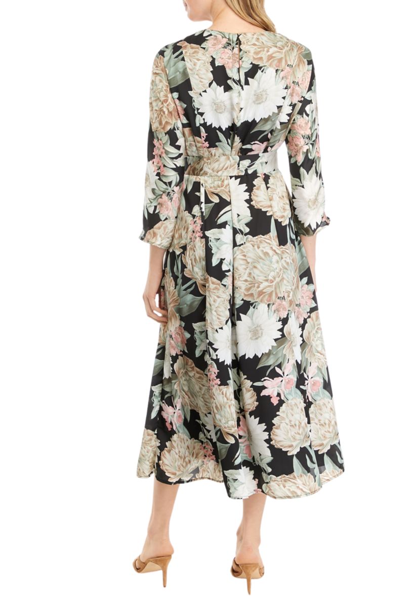 Womens Dolman Sleeve Midi Dress with D Rings
