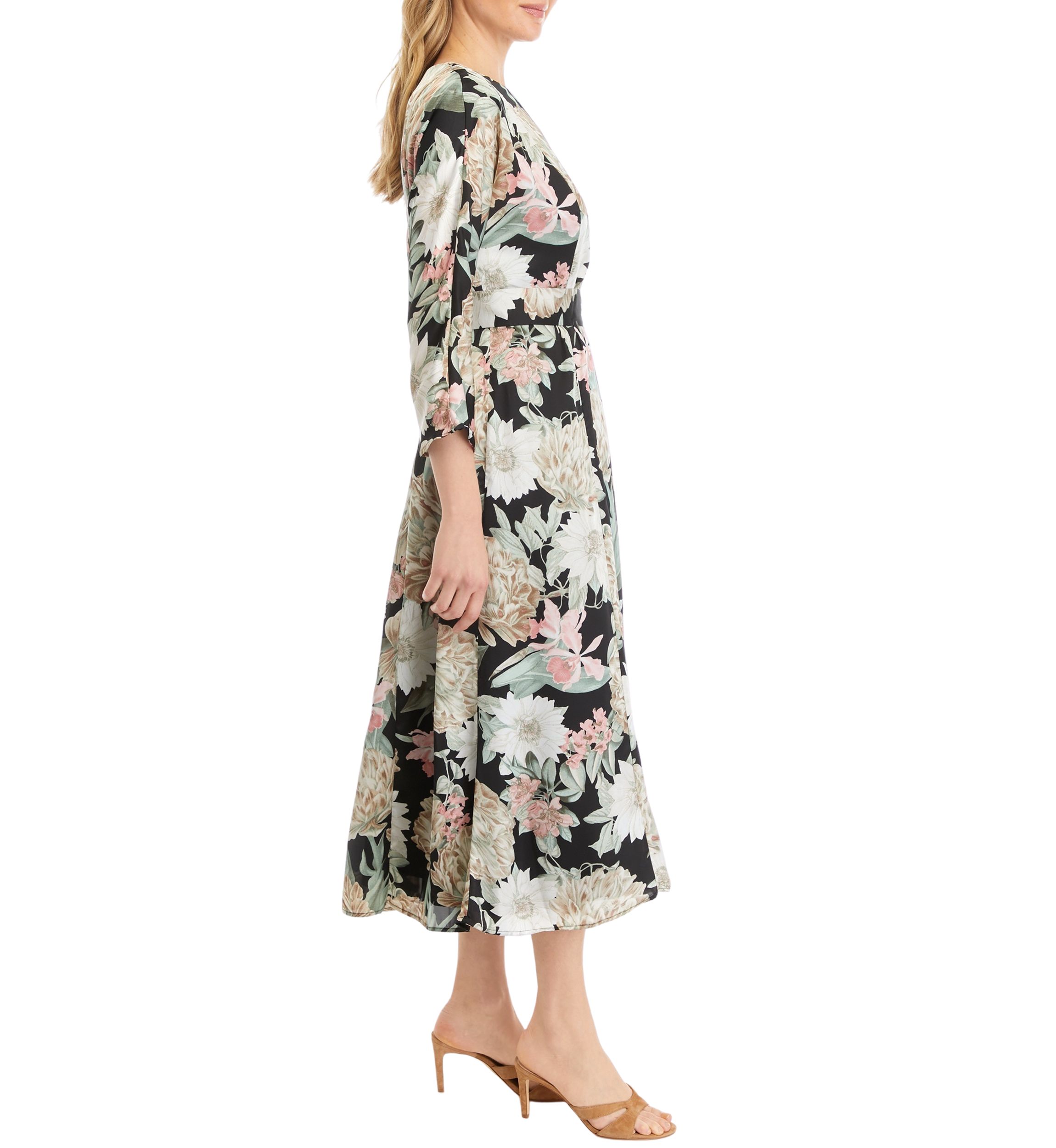 Womens Dolman Sleeve Midi Dress with D Rings