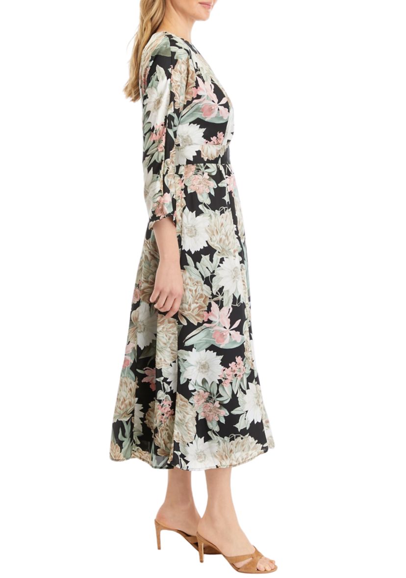 Womens Dolman Sleeve Midi Dress with D Rings