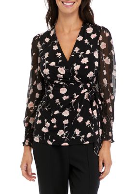 Anne Klein Women's Printed Smocked Wrap Top | belk