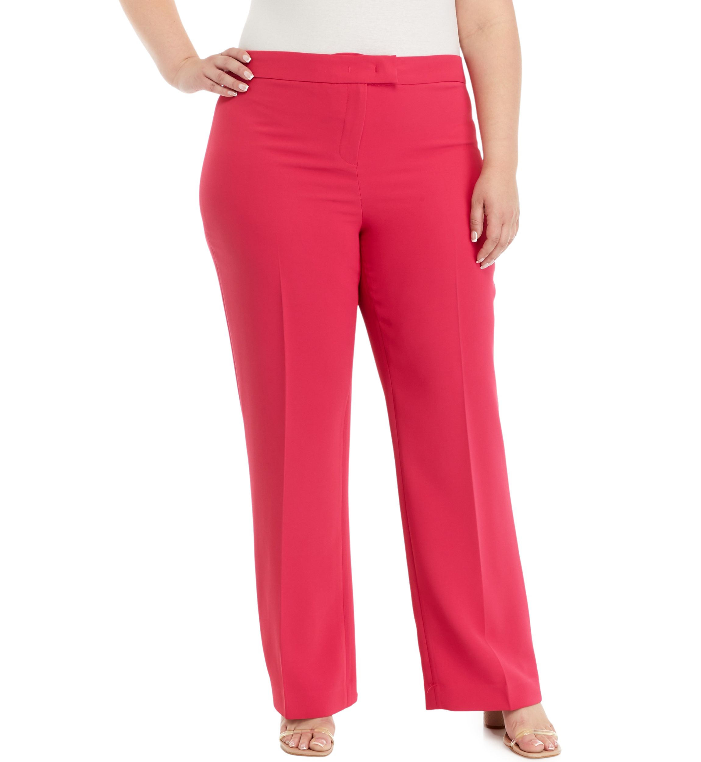 Plus Size Fly Front Extend Tab Trouser Pants