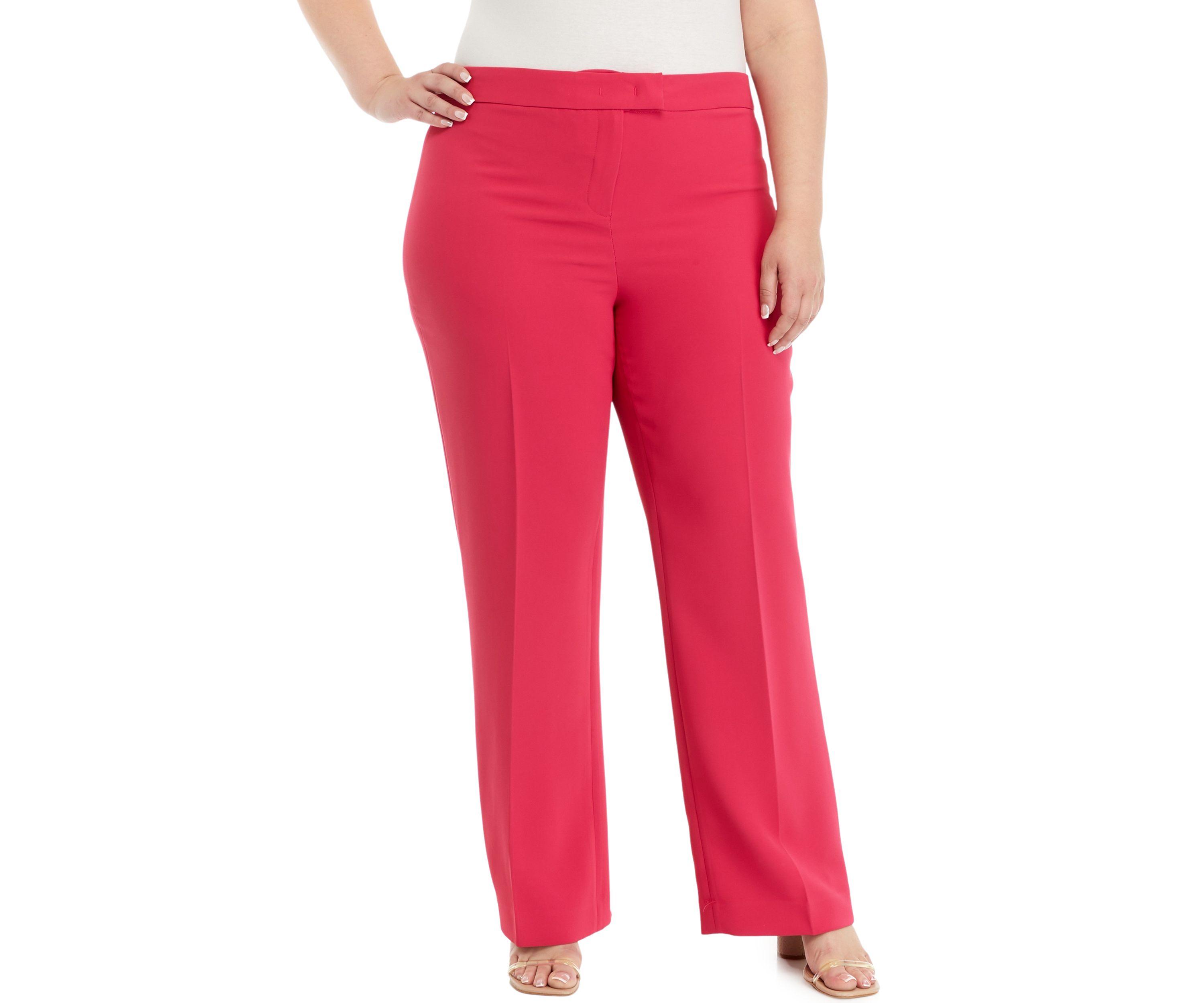 Plus Size Fly Front Extend Tab Trouser Pants