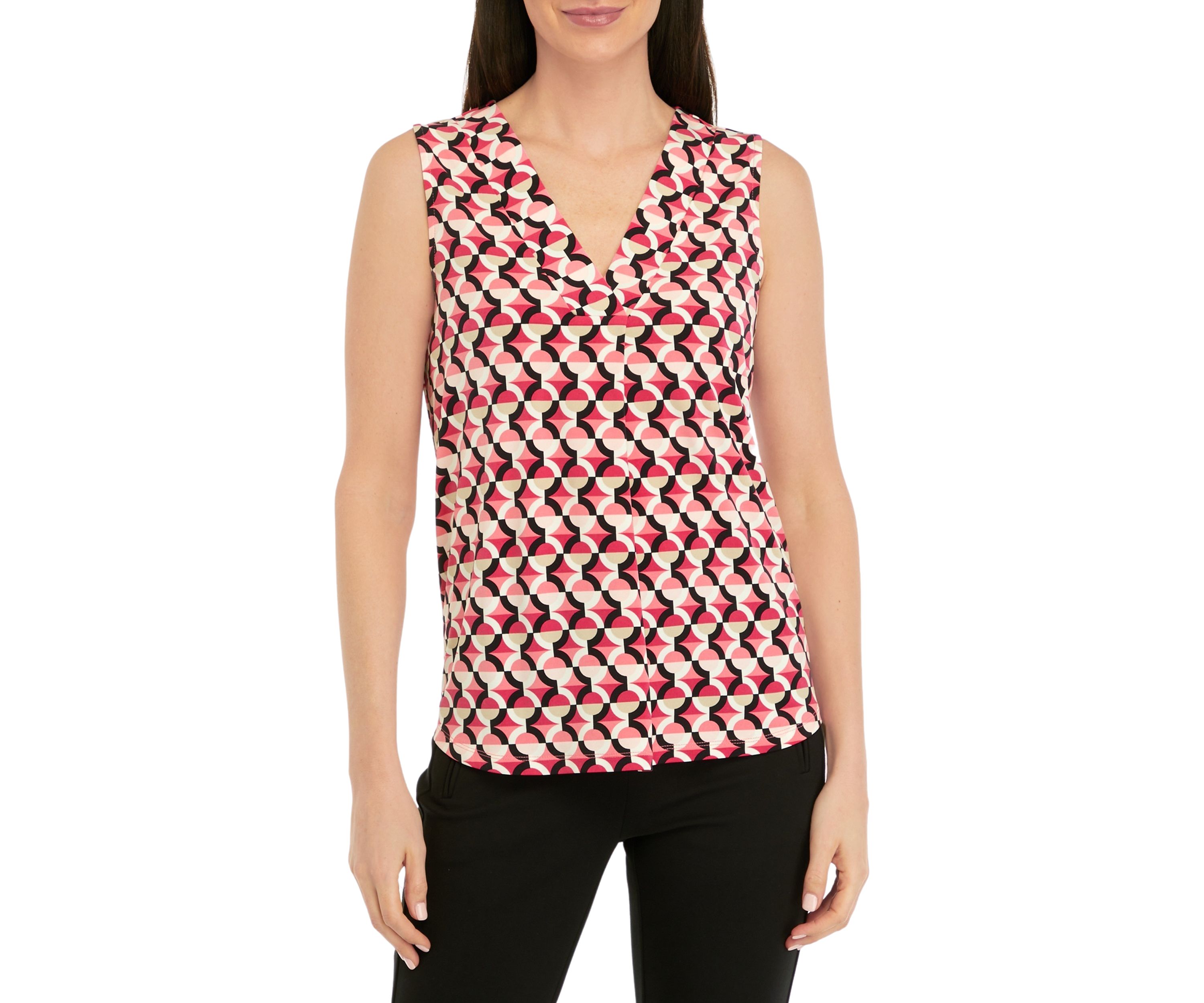 Womens Printed Pleat Front Top