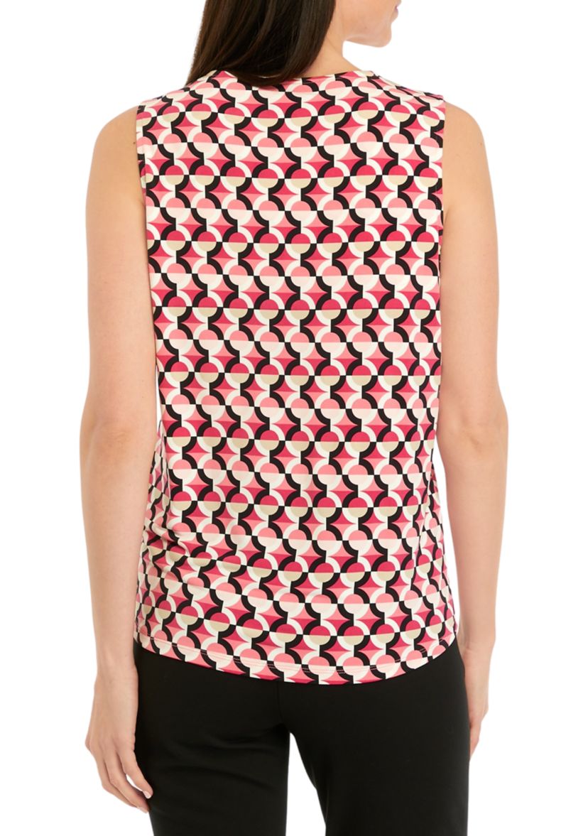 Womens Printed Pleat Front Top