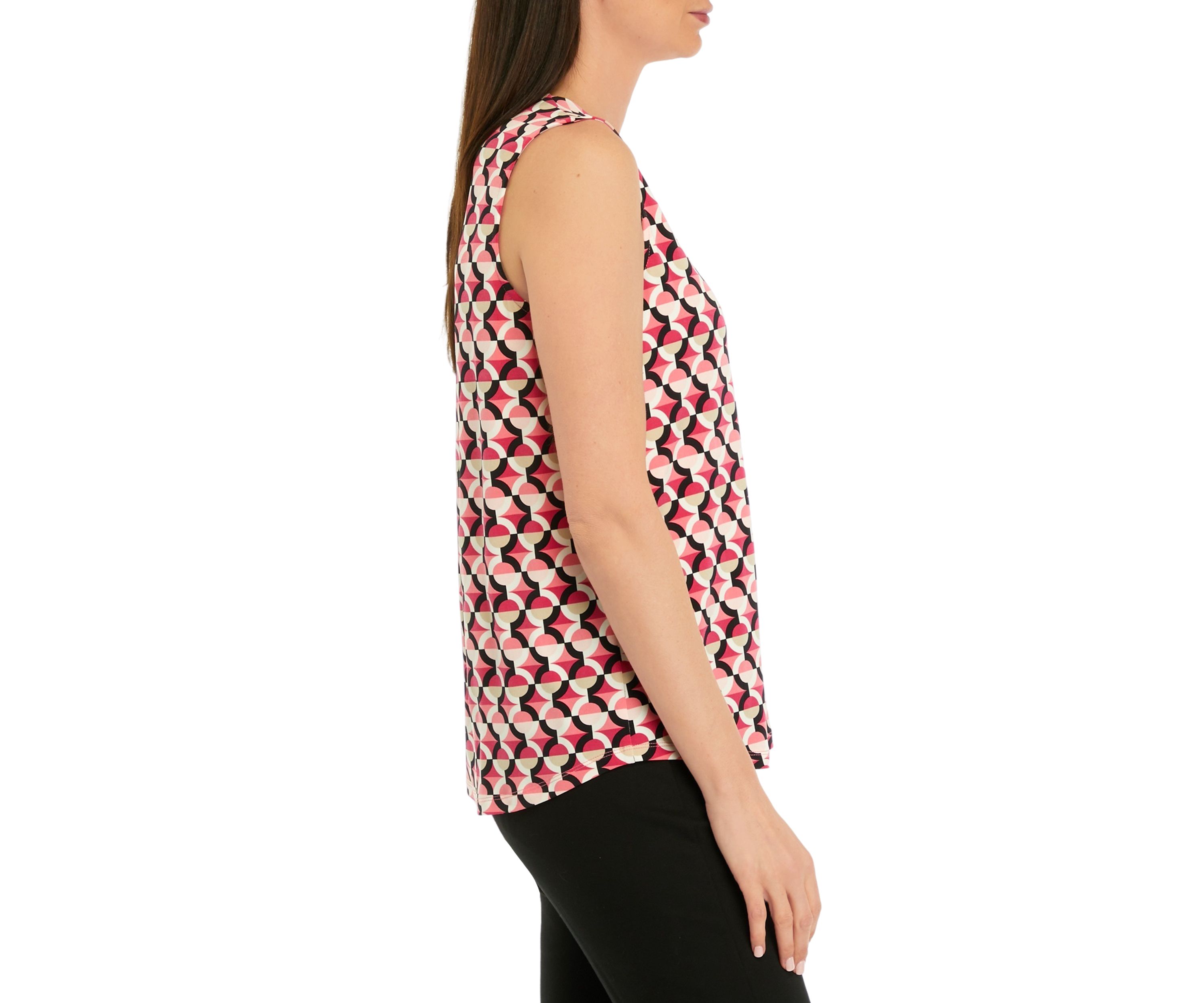 Womens Printed Pleat Front Top
